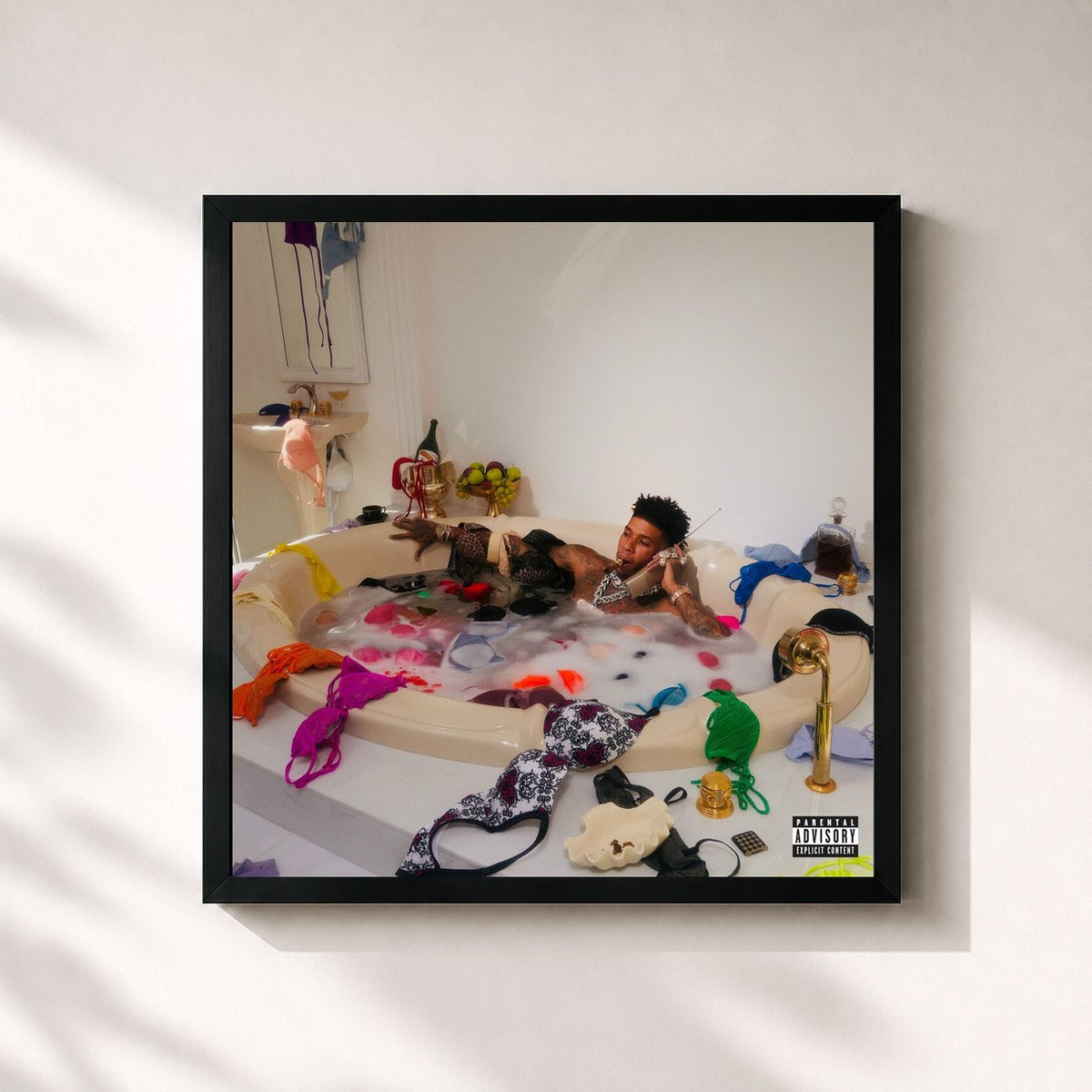 #noir Tableau carré de l'album SLUT SZN de NLE Choppa, cadre noir 32x32 cm