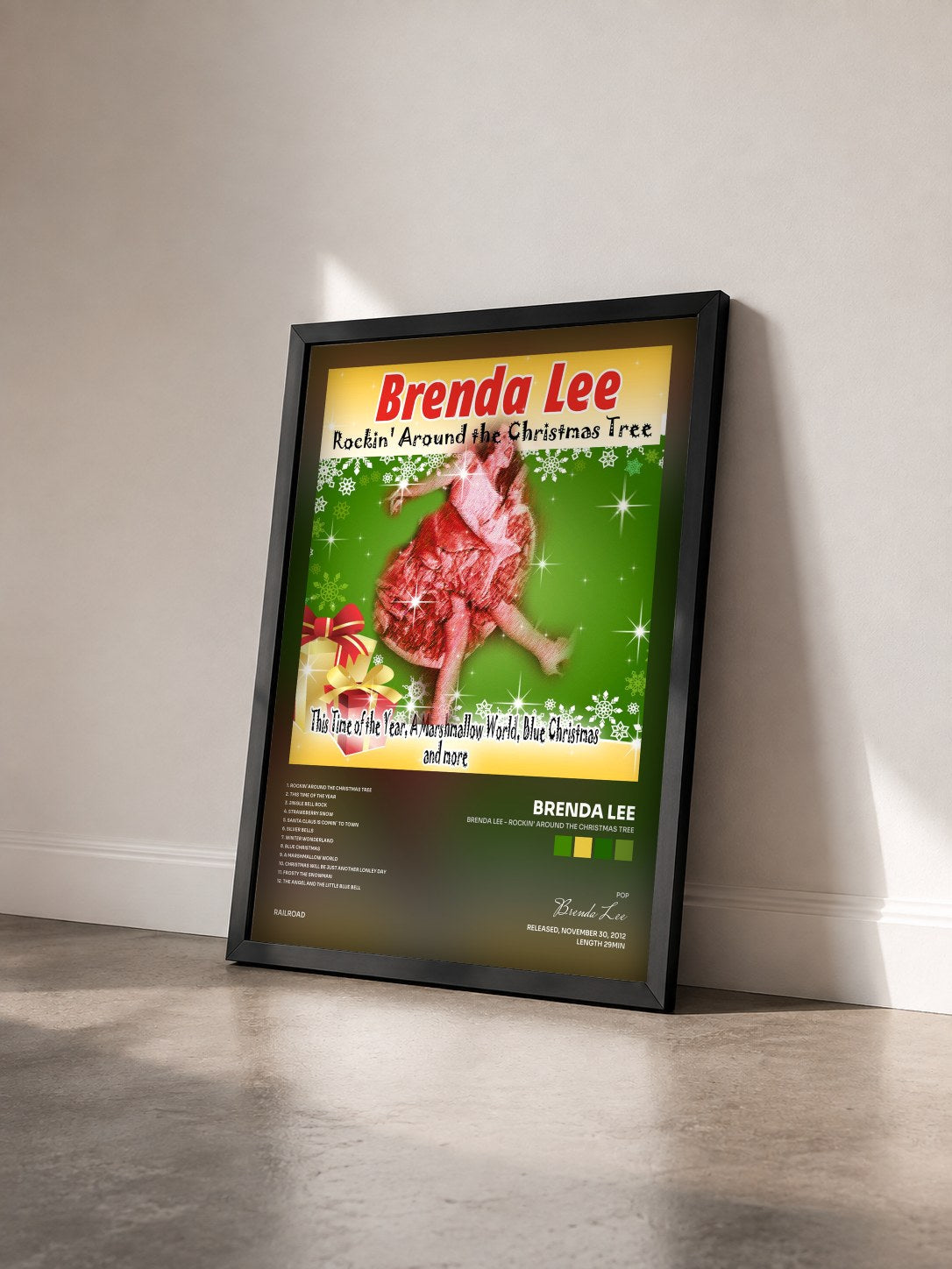 #noir Tableau de l'album Brenda Lee - Rockin' Around the Christmas Tree de Brenda Lee vu de trois quarts, cadre noir