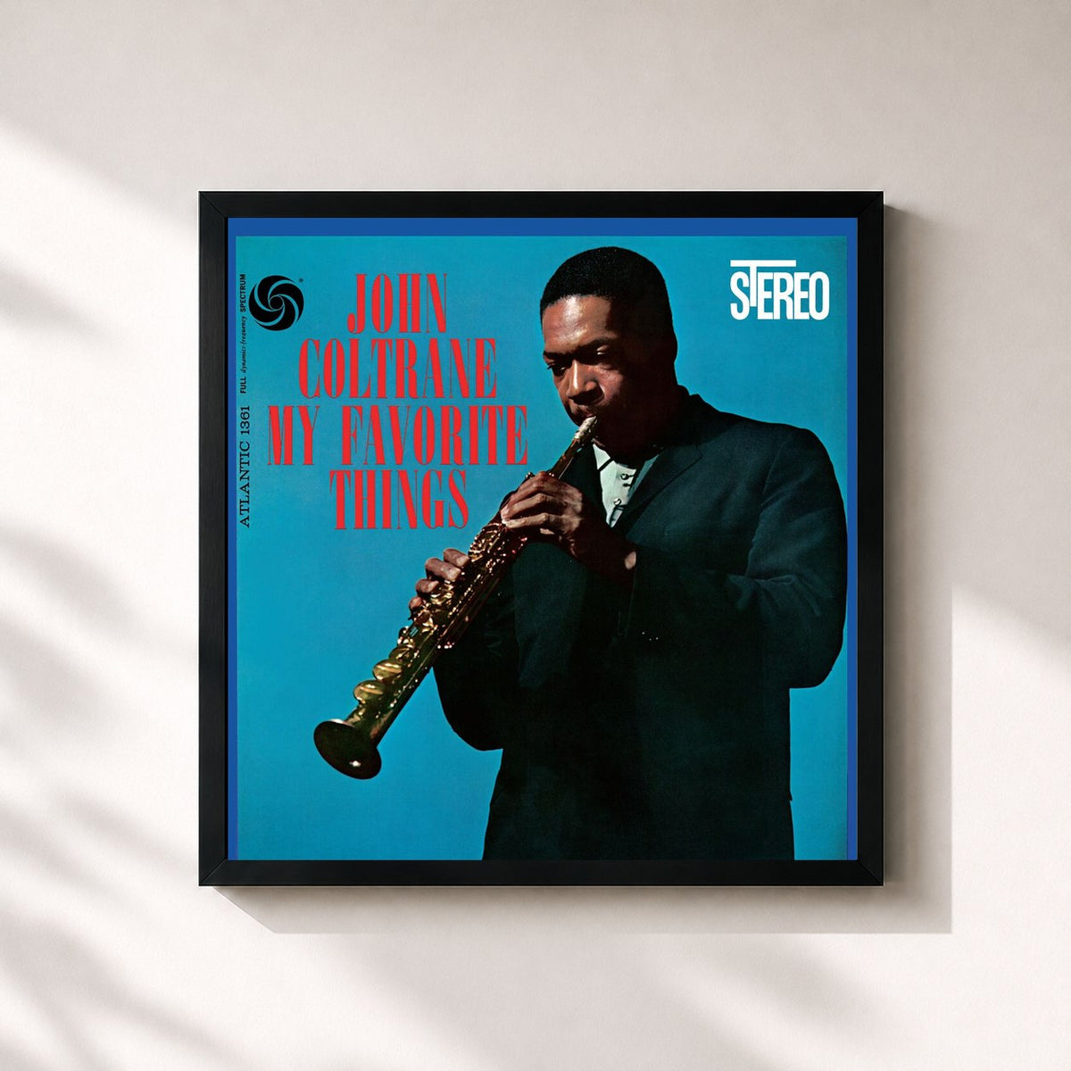 #noir Tableau carré de l'album My Favorite Things (2022 Remaster) de John Coltrane, cadre noir 32x32 cm