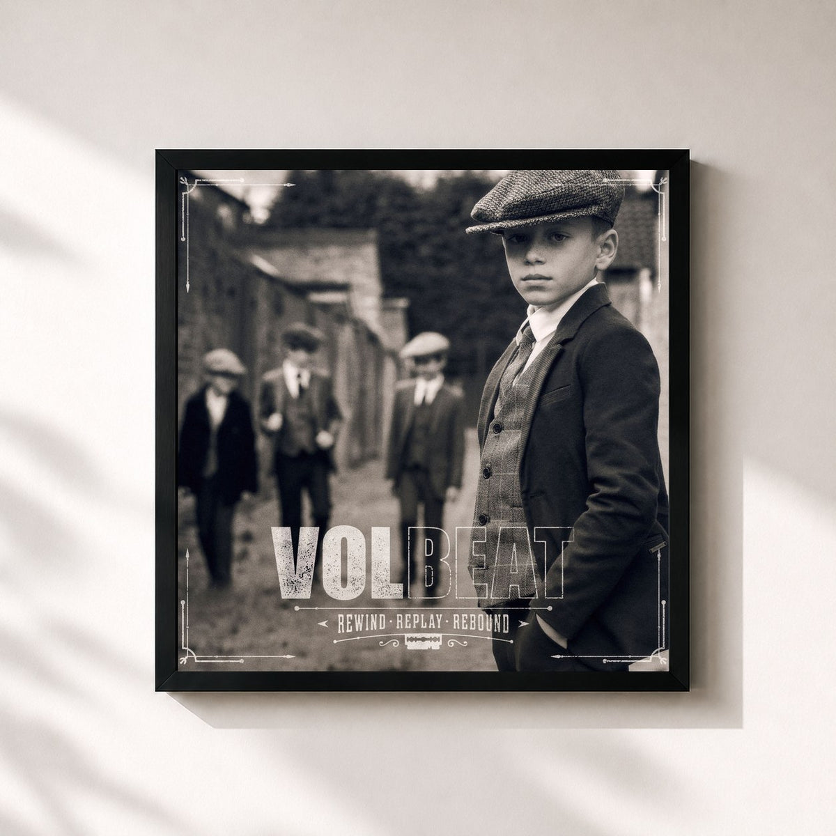 #noir Tableau carré de l'album Rewind, Replay, Rebound (Deluxe) de Volbeat, cadre noir 32x32 cm