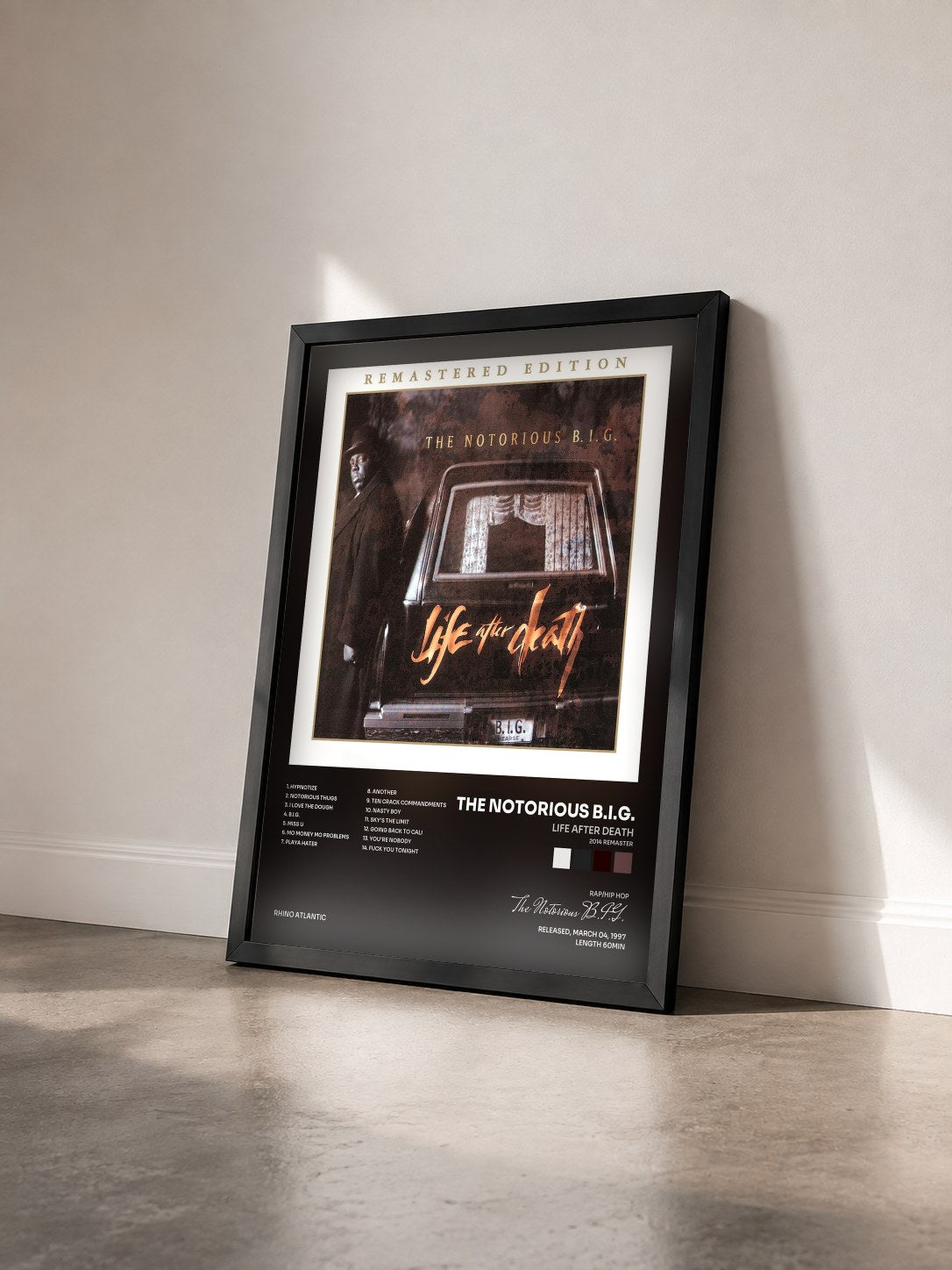 #noir Tableau de l'album Life After Death (2014 Remaster) de The Notorious B.I.G. vu de trois quarts, cadre noir