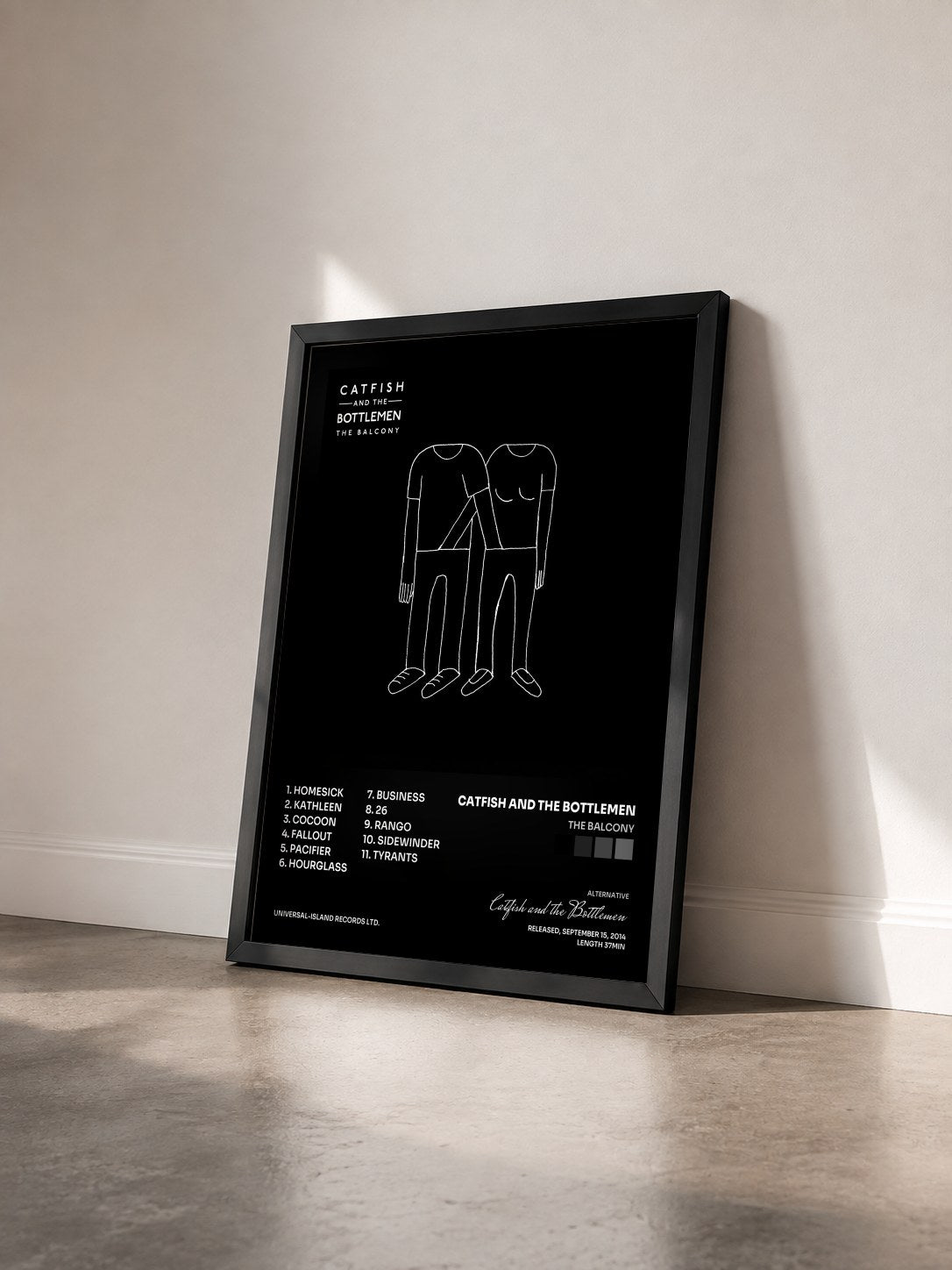#noir Tableau de l'album The Balcony de Catfish and the Bottlemen vu de trois quarts, cadre noir
