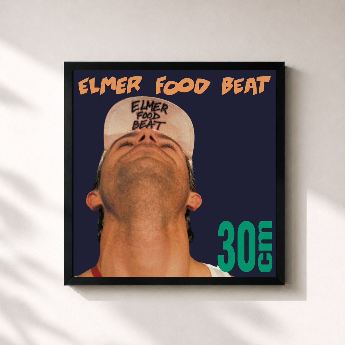 #noir Tableau carré de l'album 30 cm de Elmer Food Beat, cadre noir 32x32 cm