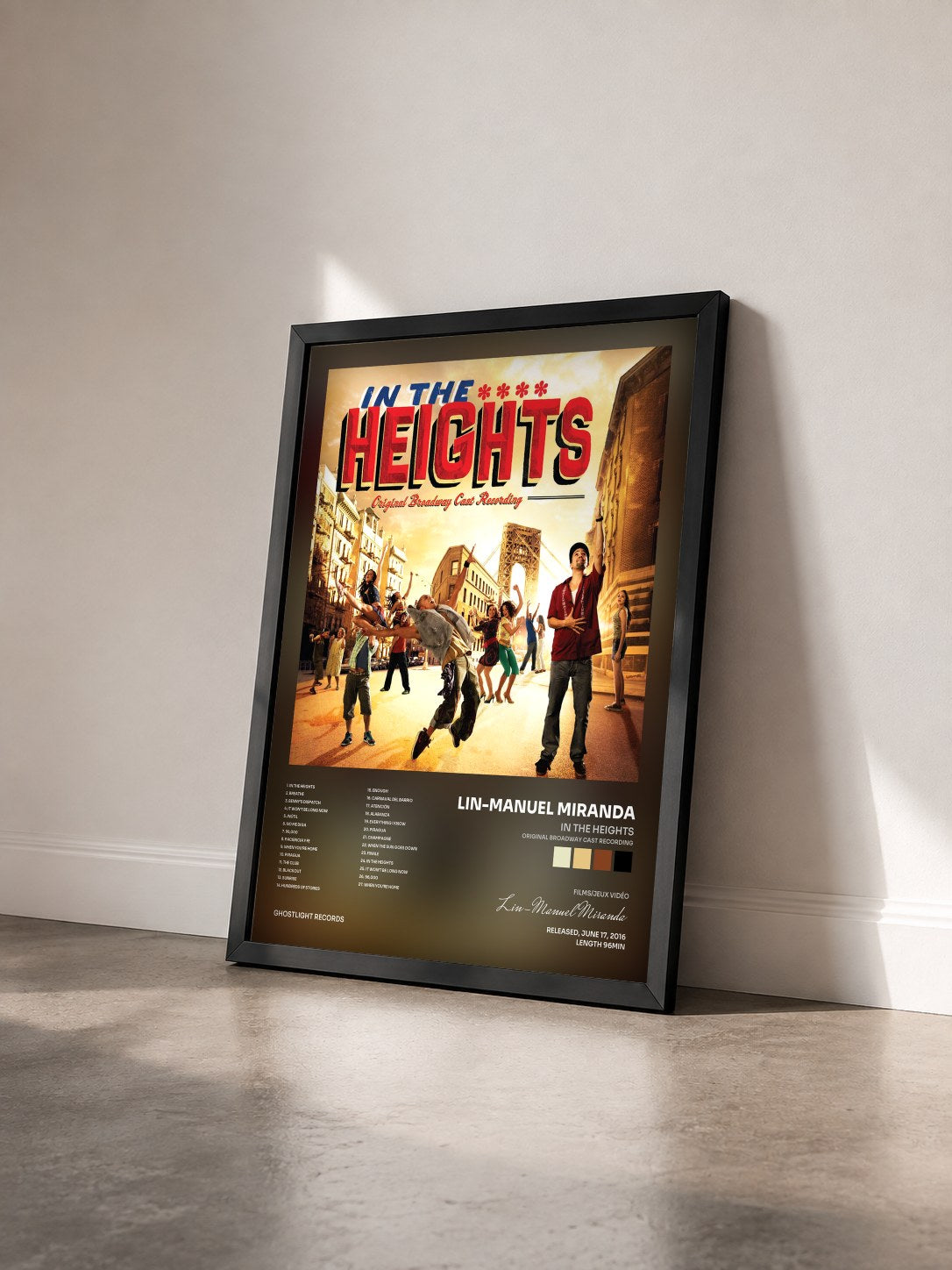 #noir In the Heights (Original Broadway Cast Recording) de Lin-Manuel Miranda en lámina enmarcada vista de tres cuartos, marco negro