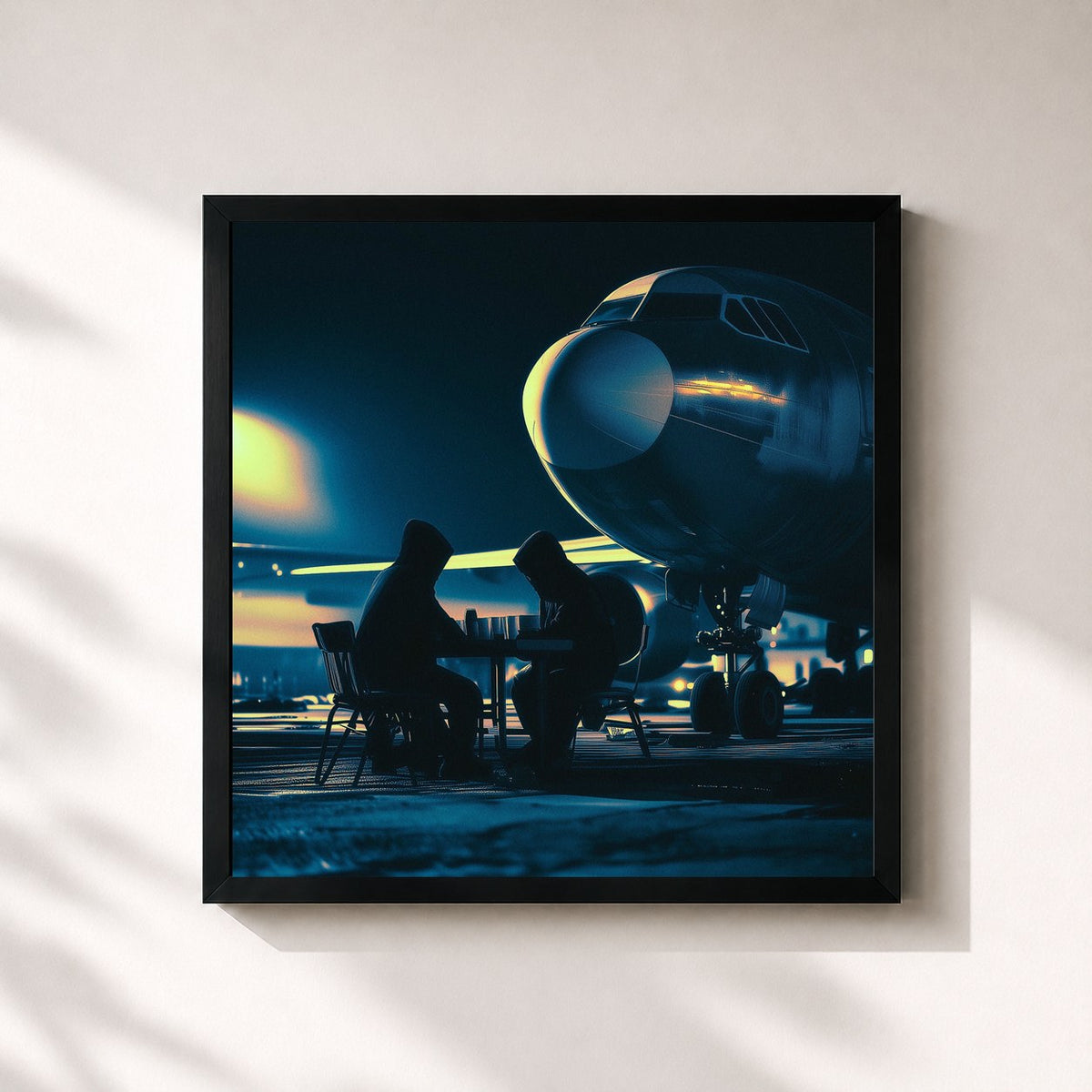 #noir Tableau carré de l'album TERMINAL 7 de Djadja & Dinaz, cadre noir 32x32 cm