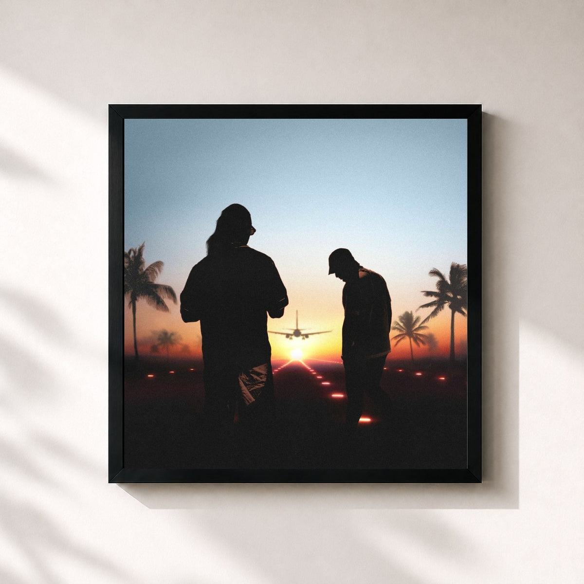 #noir Tableau carré de l'album TERMINAL 7 (Réédition) de Djadja & Dinaz, cadre noir 32x32 cm