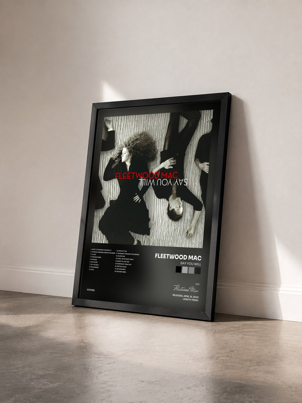 #noir Tableau de l'album Say You Will de Fleetwood Mac vu de trois quarts, cadre noir
