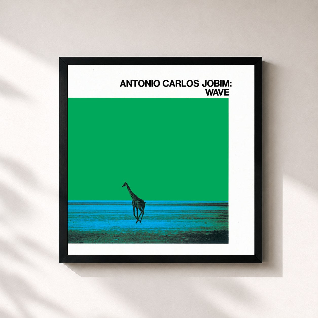 #noir Tableau carré de l'album Wave de Antonio Carlos Jobim, cadre noir 32x32 cm