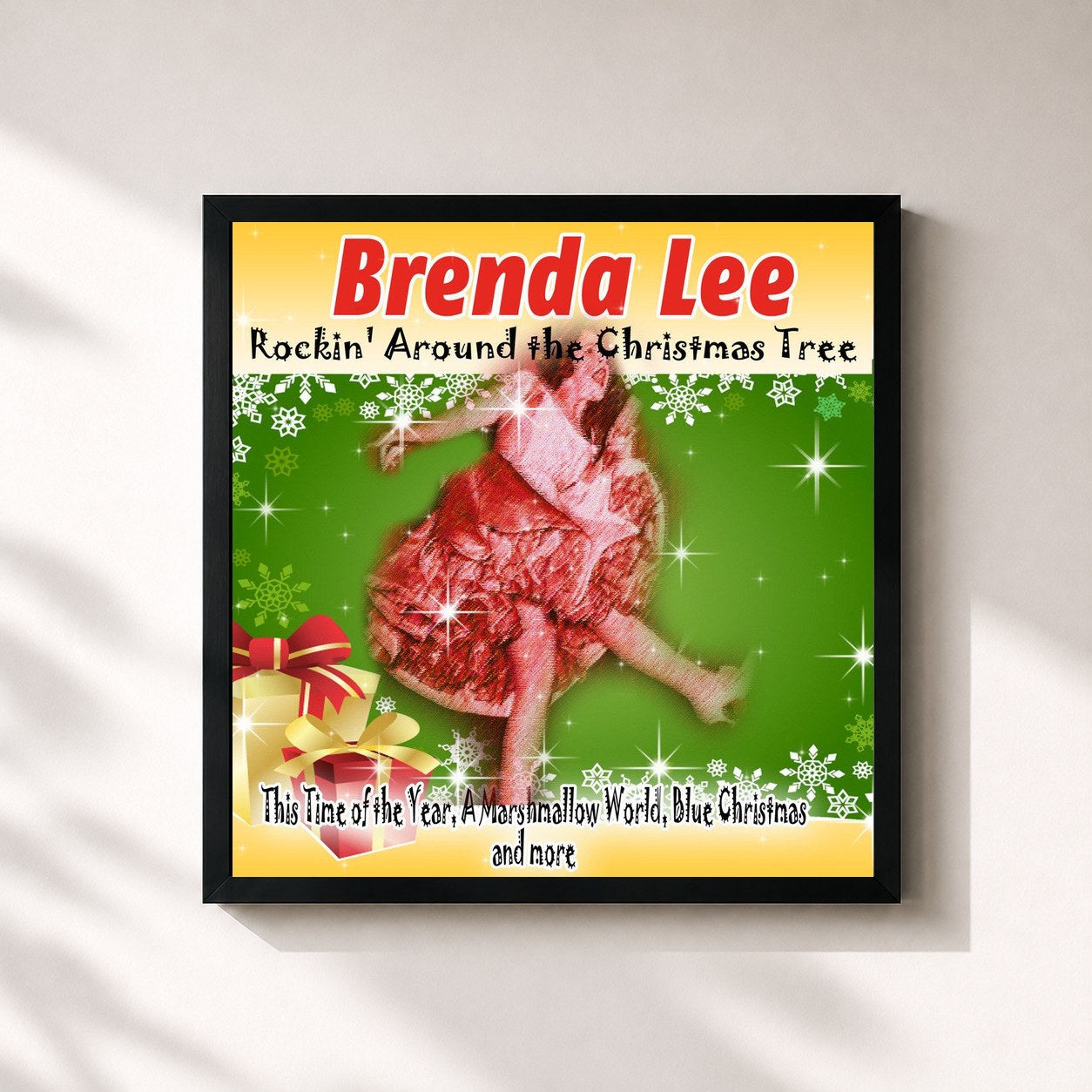 #noir Tableau carré de l'album Brenda Lee - Rockin' Around the Christmas Tree de Brenda Lee, cadre noir 32x32 cm