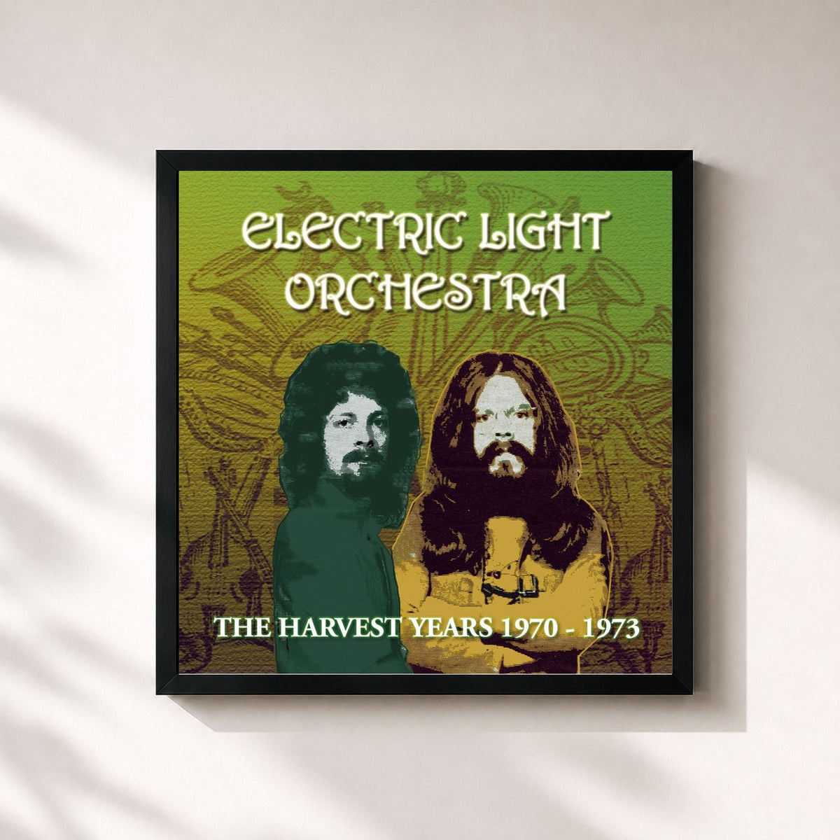#noir Tableau carré de l'album The Harvest Years 1970-1973 de Electric Light Orchestra, cadre noir 32x32 cm
