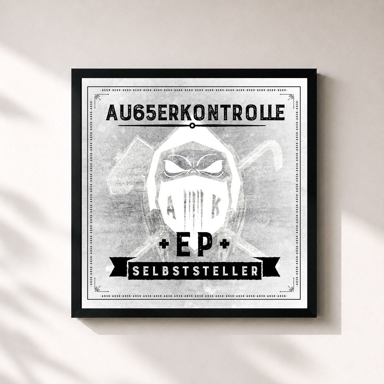 #noir Tableau carré de l'album Selbststeller - EP de AK Ausserkontrolle, cadre noir 32x32 cm