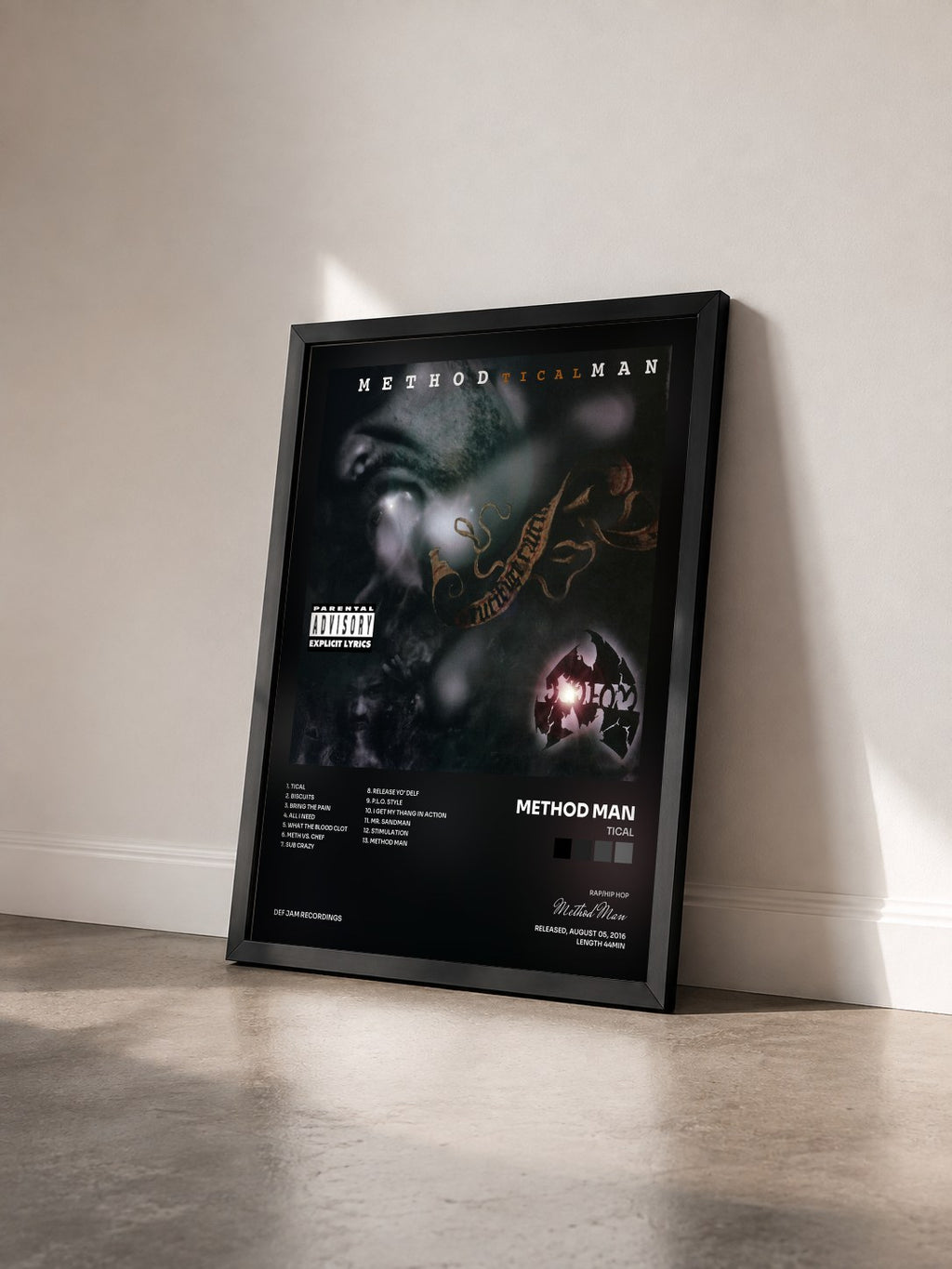 #noir Tableau de l'album Tical de Method Man vu de trois quarts, cadre noir