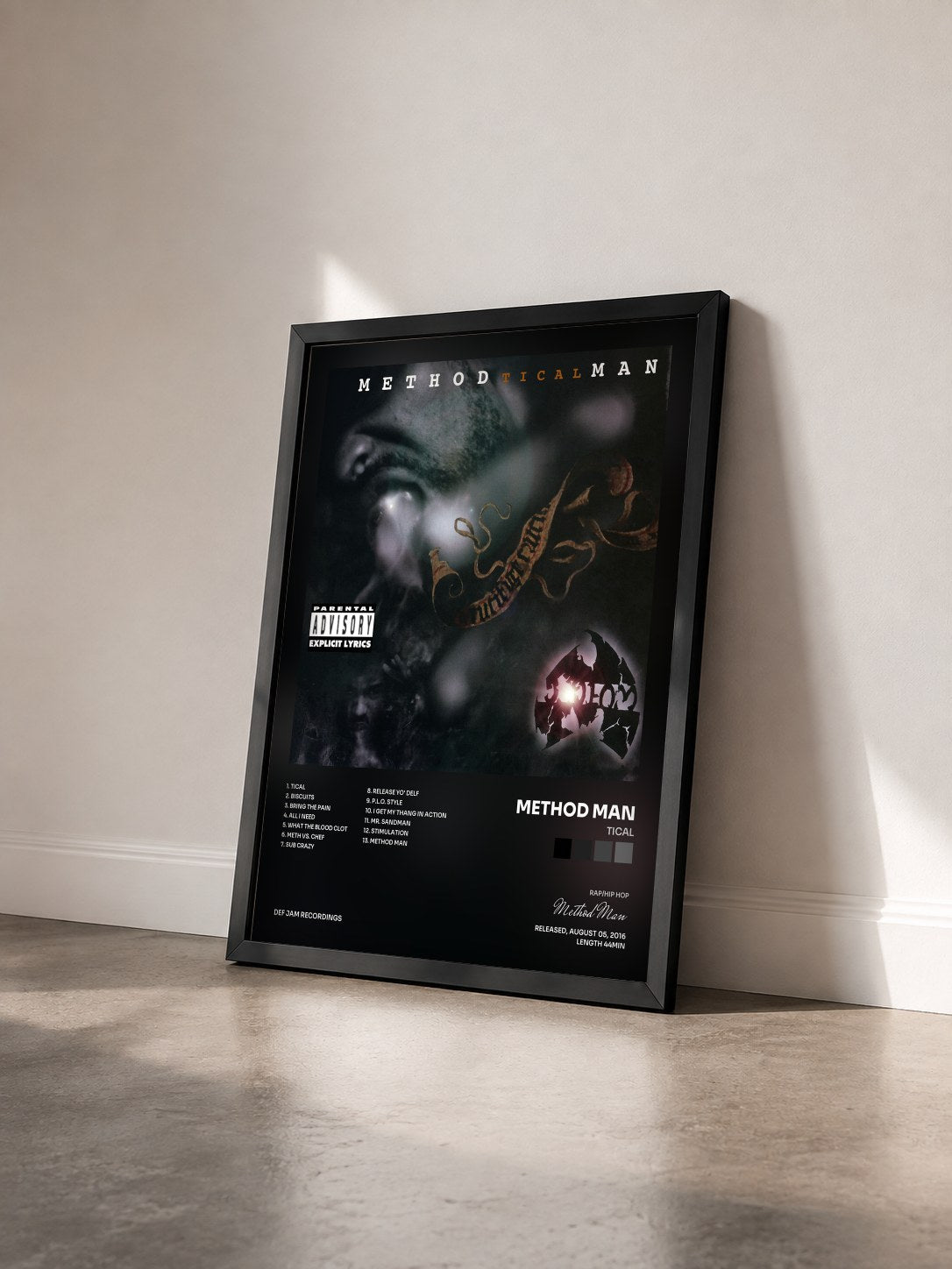 #noir Tableau de l'album Tical de Method Man vu de trois quarts, cadre noir