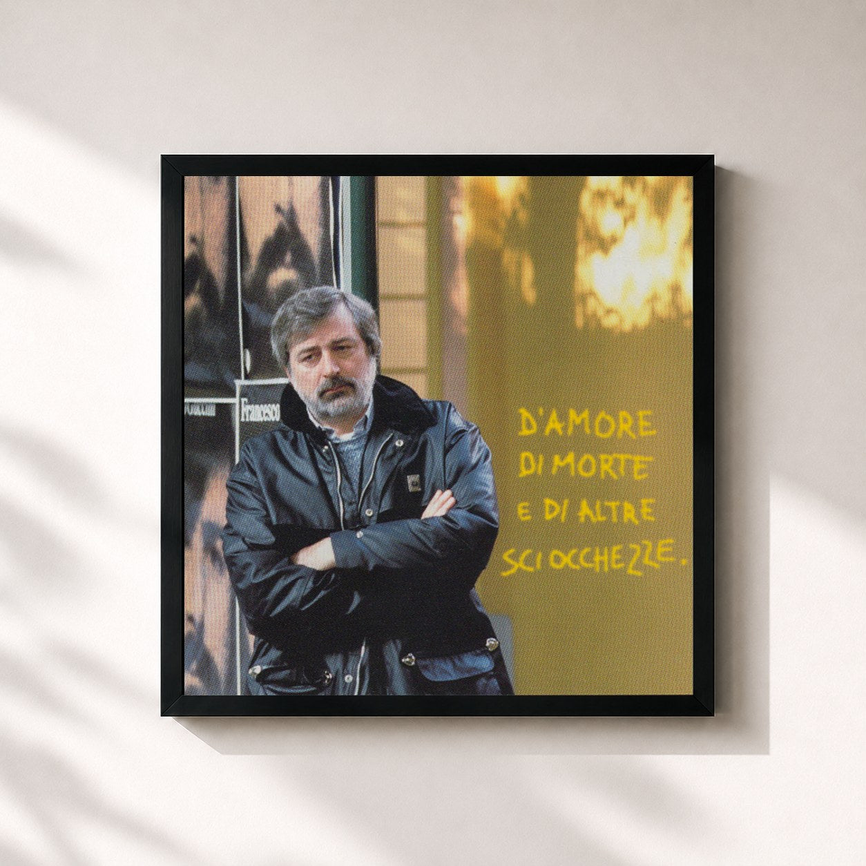 #noir Tableau carré de l'album D'Amore Di Morte E Di Altre Sciocchezze de Francesco Guccini, cadre noir 32x32 cm