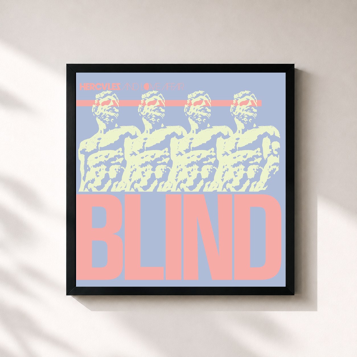 #noir Tableau carré de l'album Blind de Hercules & Love Affair, cadre noir 32x32 cm