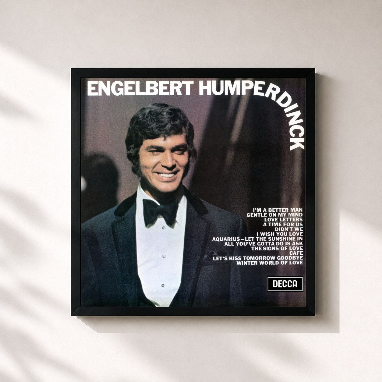 #noir Tableau carré de l'album Engelbert Humperdinck de Engelbert Humperdinck, cadre noir 32x32 cm