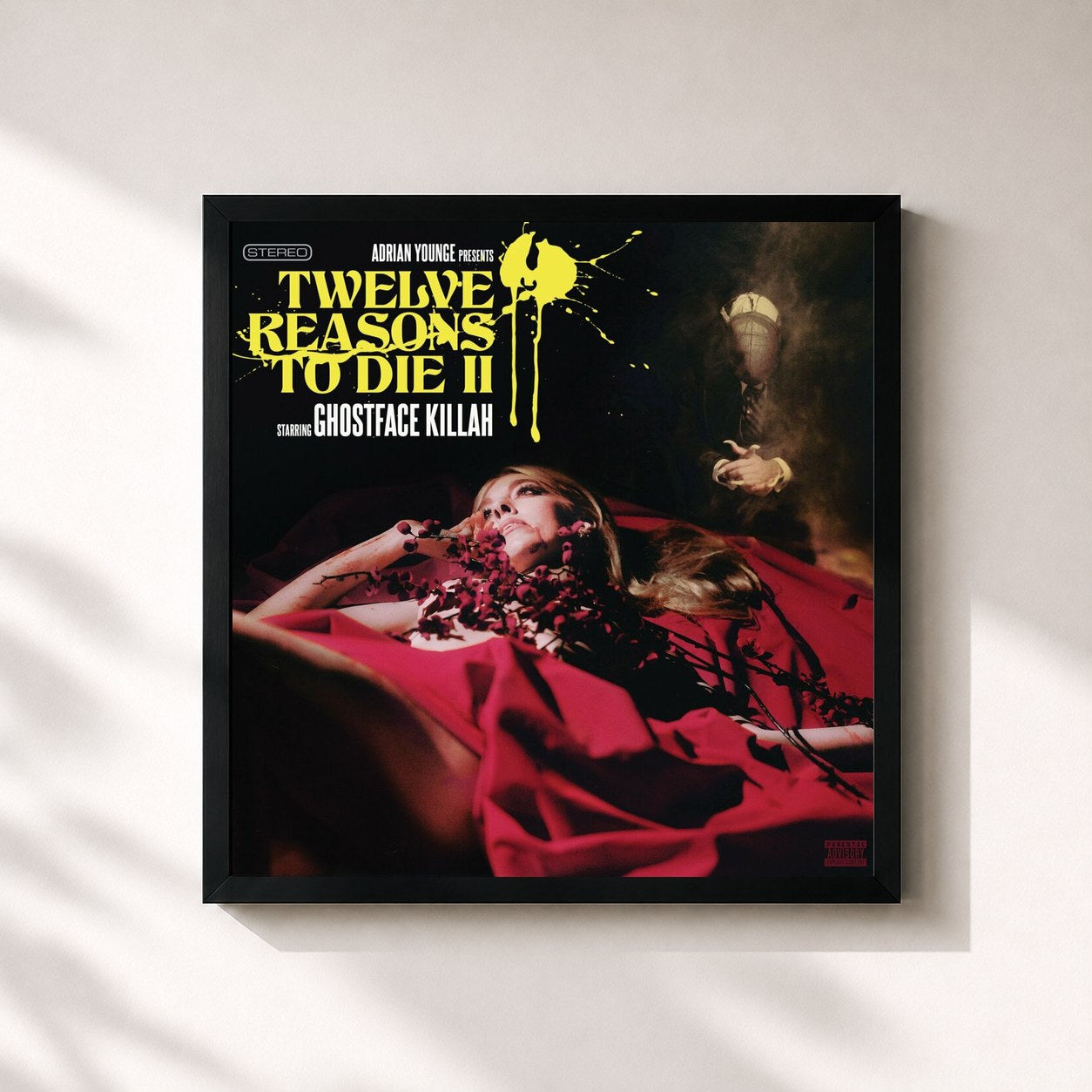 #noir Tableau carré de l'album Adrian Younge Presents: Twelve Reasons To Die II de Ghostface Killah, cadre noir 32x32 cm
