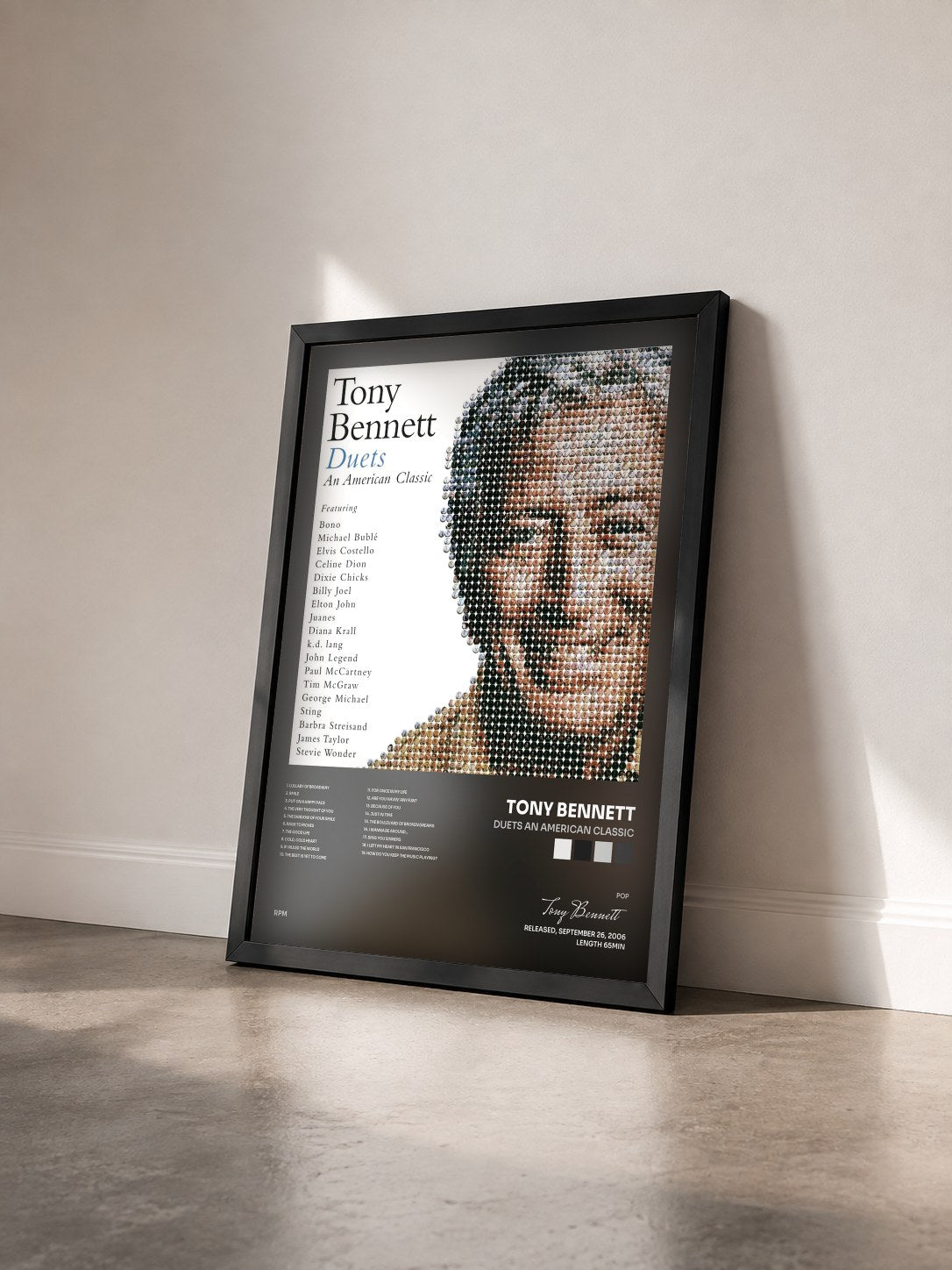 #noir Tableau de l'album Duets An American Classic de Tony Bennett vu de trois quarts, cadre noir