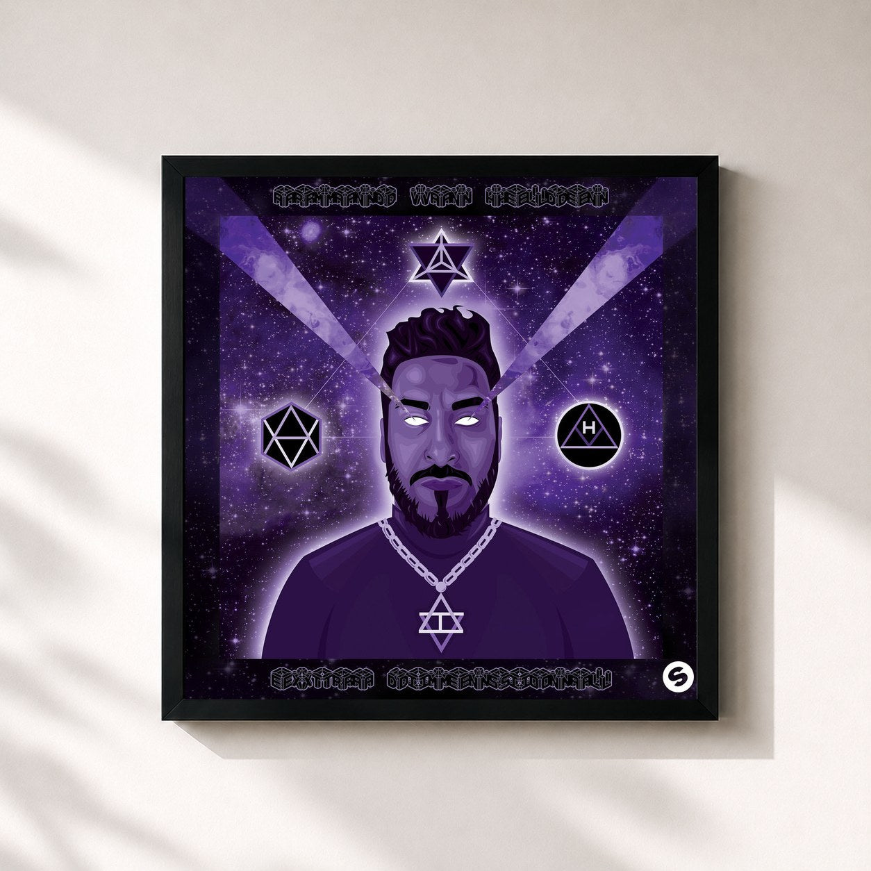 #noir Tableau carré de l'album Extra Dimensional de Armand van Helden, cadre noir 32x32 cm