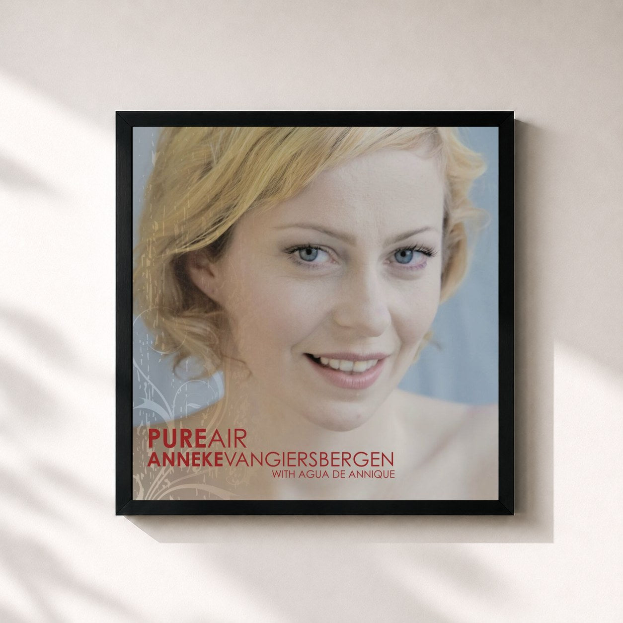 #noir Tableau carré de l'album Pure Air de Anneke van Giersbergen, cadre noir 32x32 cm