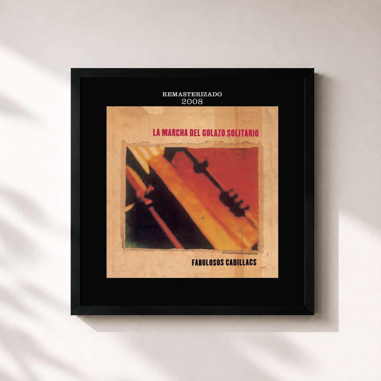 #noir Tableau carré de l'album La Marcha Del Golazo Solitario de Los Fabulosos Cadillacs, cadre noir 32x32 cm