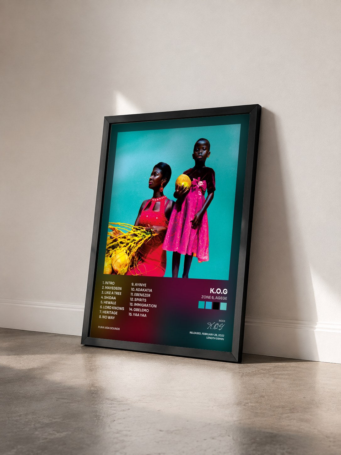 #noir Zone 6, Agege by K.O.G as a framed art print seen at an angle, black frame
