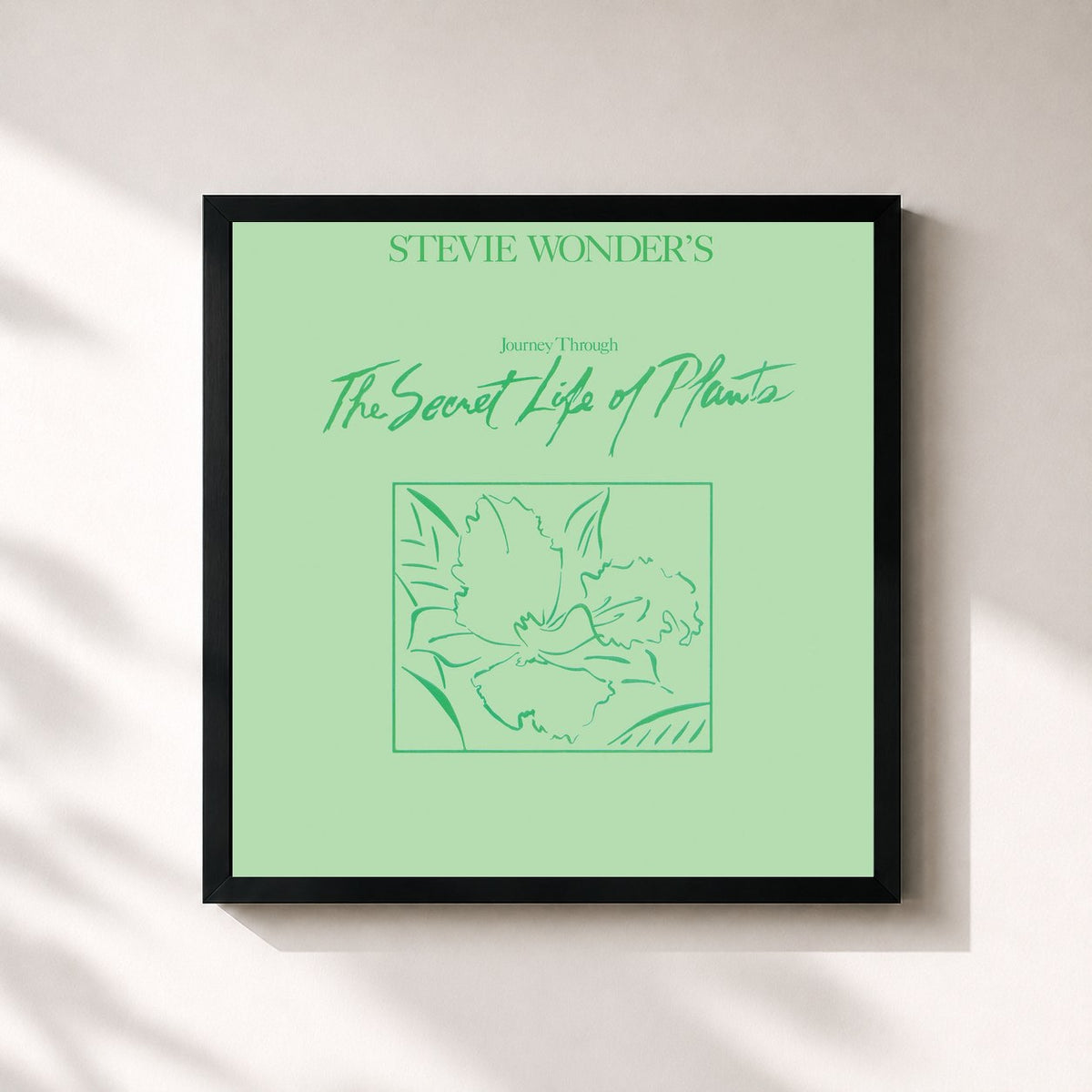 #noir Tableau carré de l'album Journey Through The Secret Life Of Plants de Stevie Wonder, cadre noir 32x32 cm