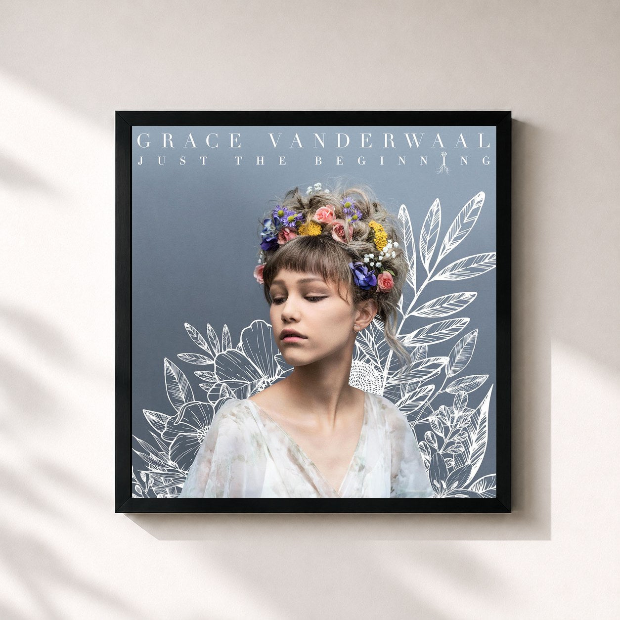 #noir Tableau carré de l'album Just The Beginning de Grace VanderWaal, cadre noir 32x32 cm