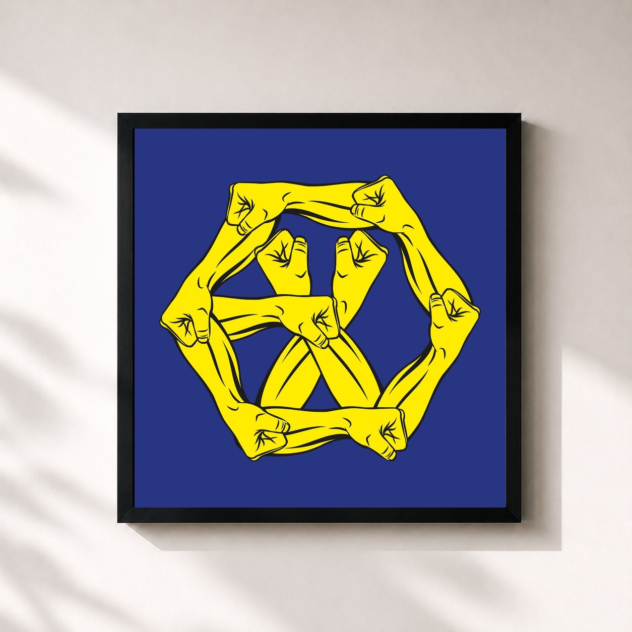 #noir Tableau carré de l'album THE POWER OF MUSIC – The 4th Album ‘THE WAR’ Repackage de EXO, cadre noir 32x32 cm