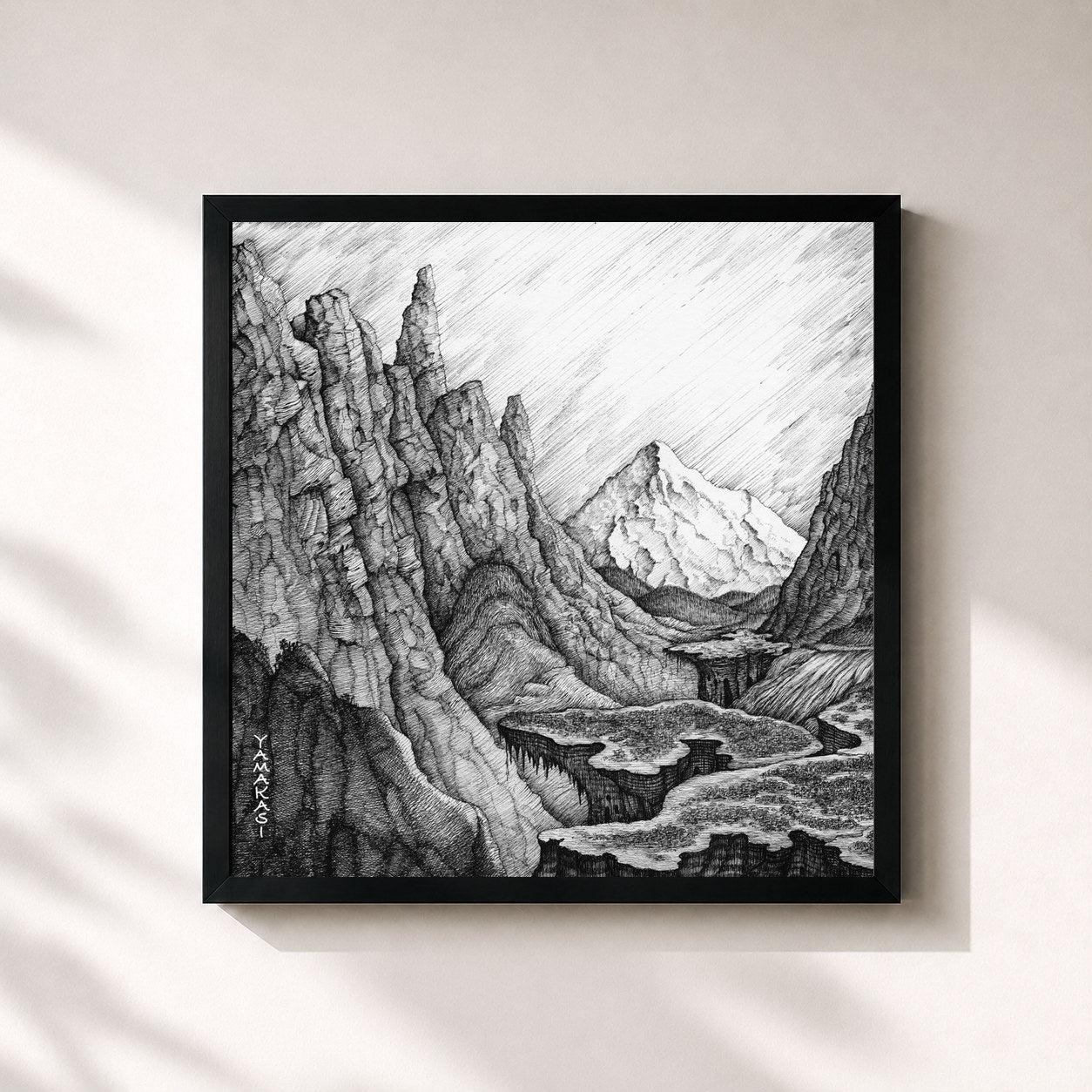 #noir Tableau carré de l'album YAMAKASI de Miyagi & Andy Panda, cadre noir 32x32 cm