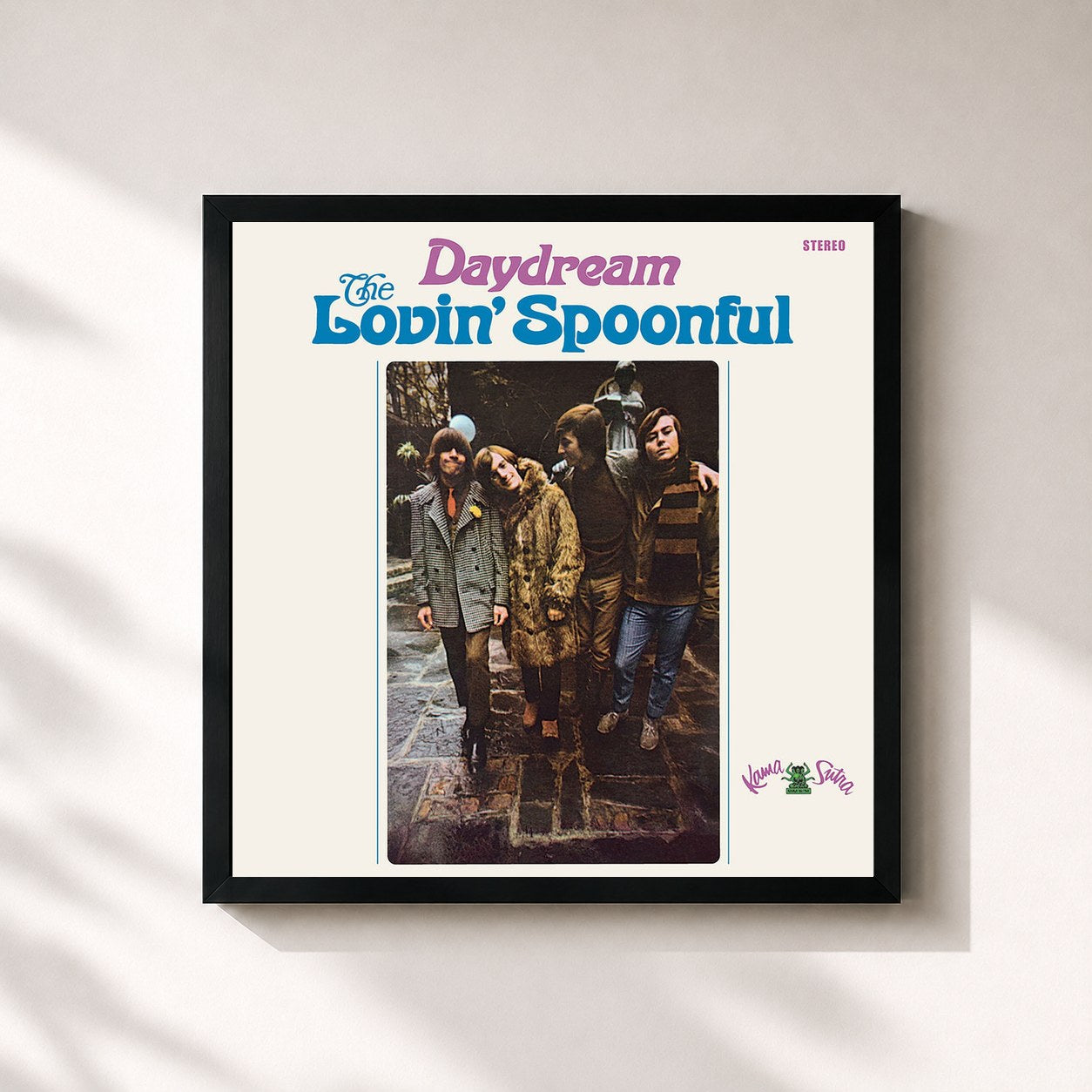 #noir Tableau carré de l'album Daydream de The Lovin' Spoonful, cadre noir 32x32 cm