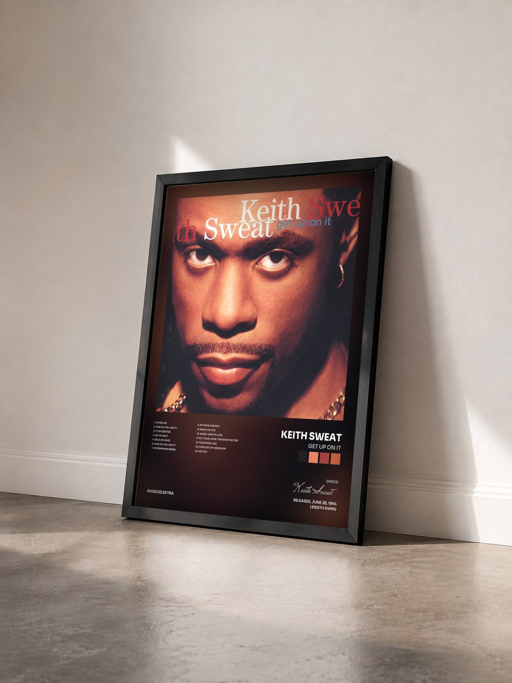 #noir Tableau de l'album Get up on It de Keith Sweat vu de trois quarts, cadre noir