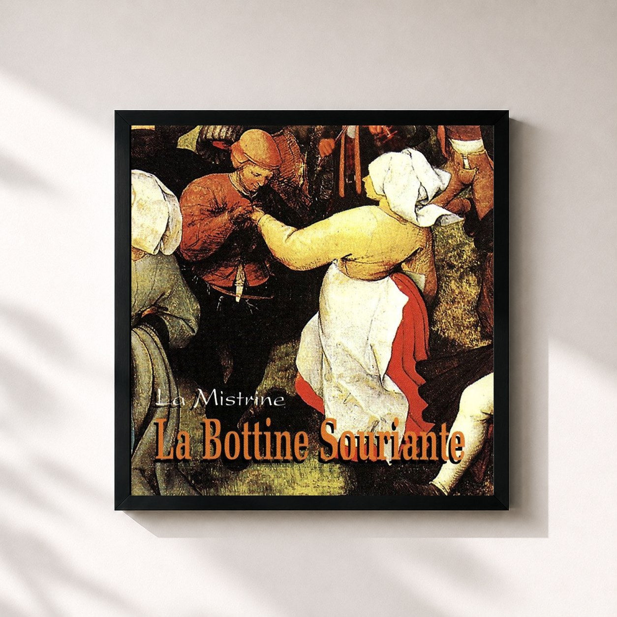 #noir Tableau carré de l'album La Mistrine de La Bottine Souriante, cadre noir 32x32 cm
