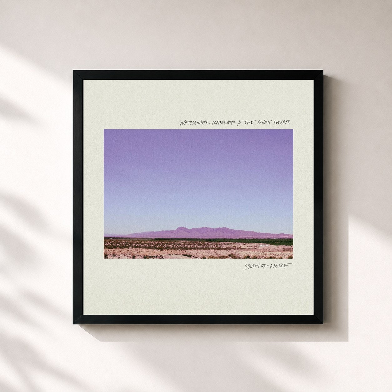 #noir Tableau carré de l'album South of Here de Nathaniel Rateliff & The Night Sweats, cadre noir 32x32 cm