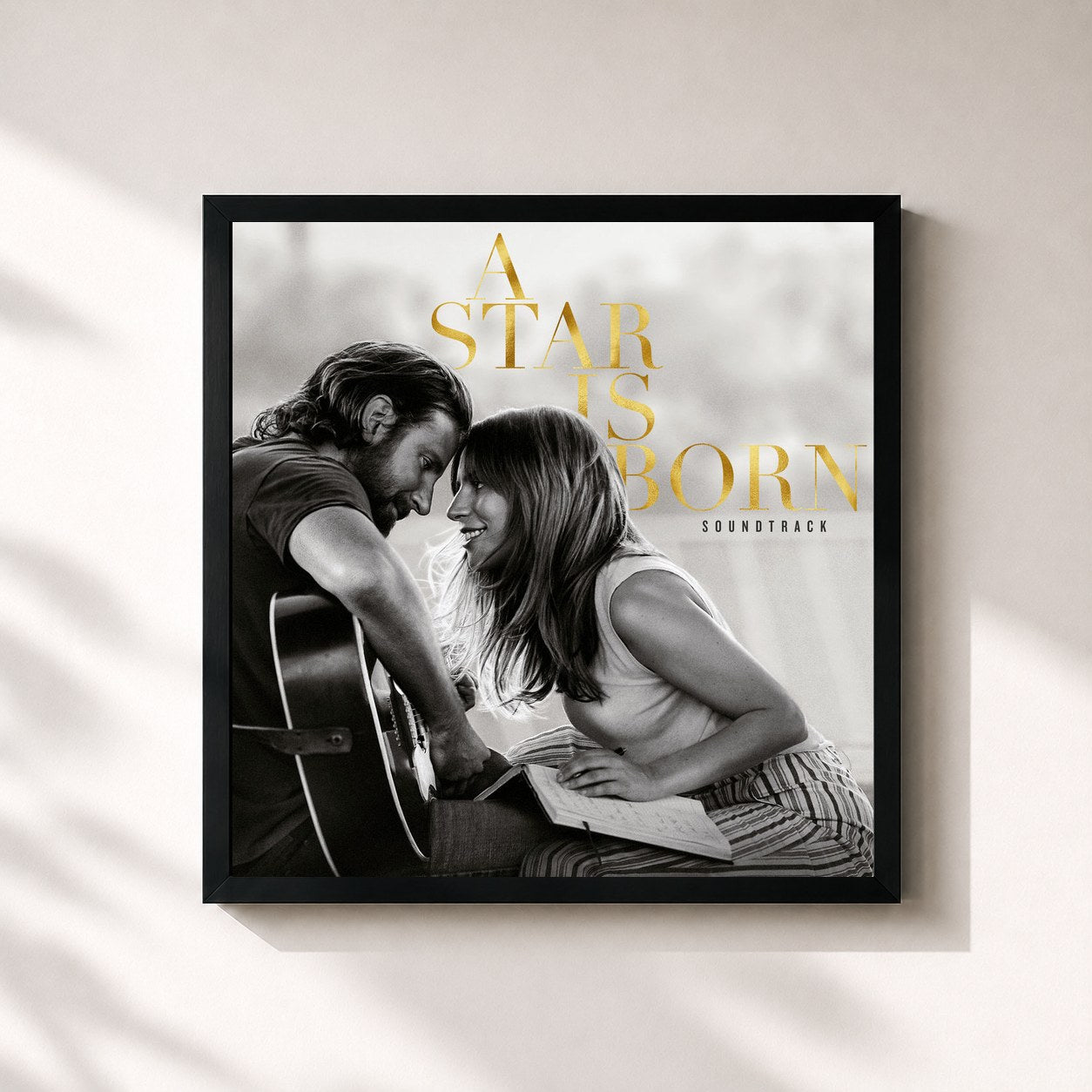 #noir A Star Is Born Soundtrack di Lady Gaga in stampa quadrata incorniciata, cornice nera 32x32 cm