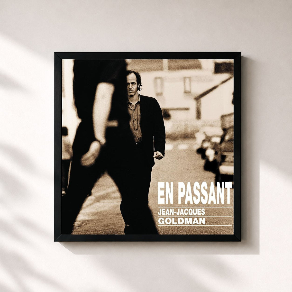 #noir Tableau carré de l'album En passant de Jean-Jacques Goldman, cadre noir 32x32 cm