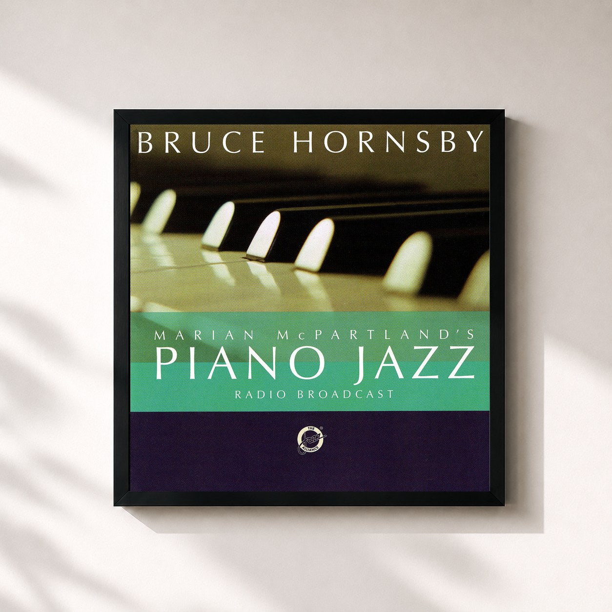 #noir Tableau carré de l'album Marian McPartland's Piano Jazz Radio Broadcast With Bruce Hornsby de Bruce Hornsby, cadre noir 32x32 cm