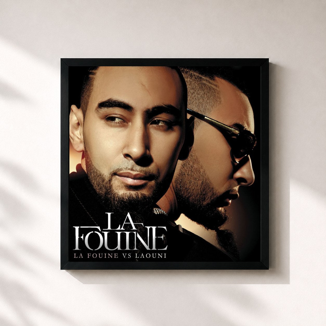 #noir Tableau carré de l'album La Fouine vs Laouni de La Fouine, cadre noir 32x32 cm