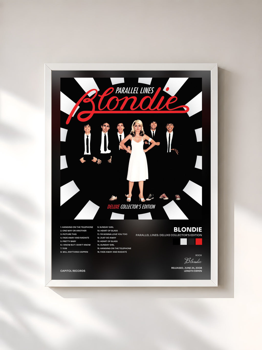 #blanc Tableau de l'album Parallel Lines: Deluxe Collector's Edition de Blondie, cadre blanc, imprimé et encadré en France