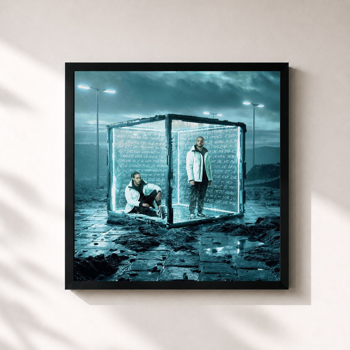 #noir Tableau carré de l'album Spleen de Djadja & Dinaz, cadre noir 32x32 cm