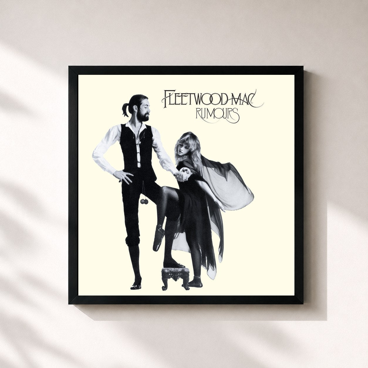 #noir Tableau carré de l'album Rumours de Fleetwood Mac, cadre noir 32x32 cm
