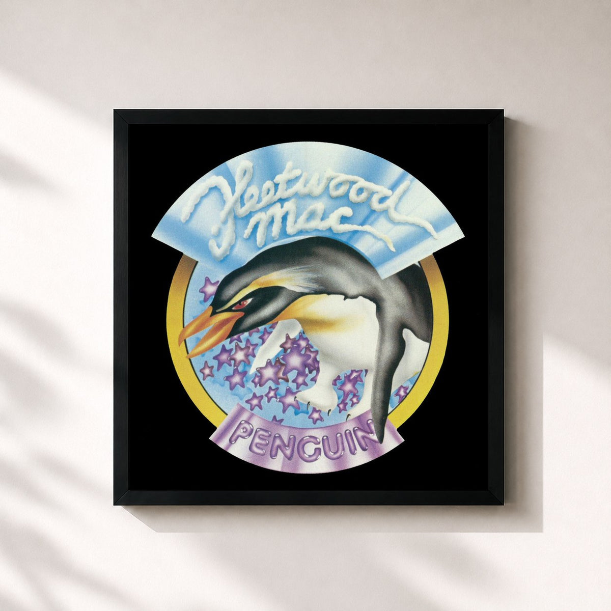 #noir Penguin von Fleetwood Mac als quadratischer Kunstdruck, schwarzer Rahmen 32x32 cm