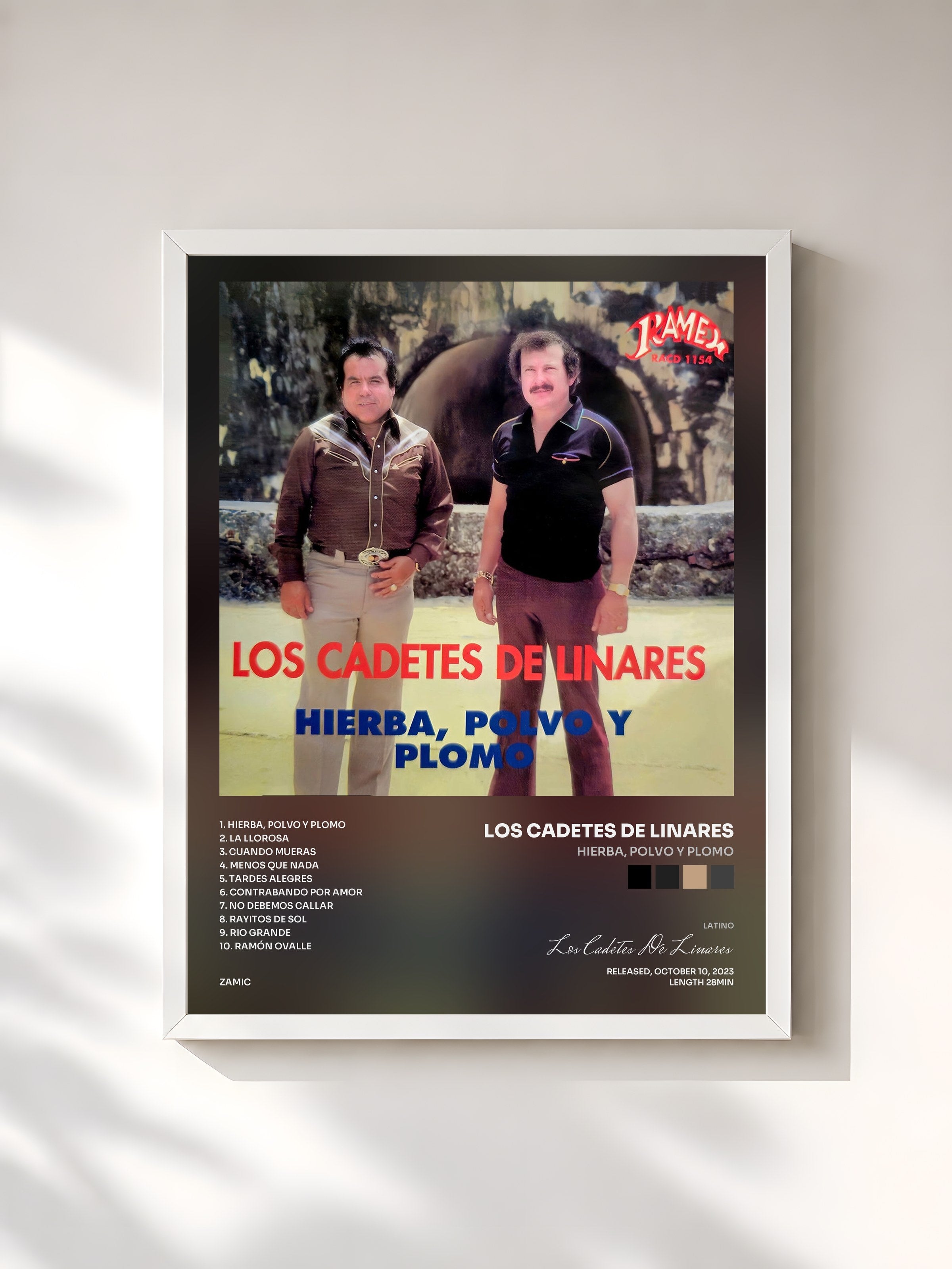 #blanc Tableau de l'album Hierba, Polvo y Plomo de Los Cadetes De Linares, cadre blanc, imprimé et encadré en France