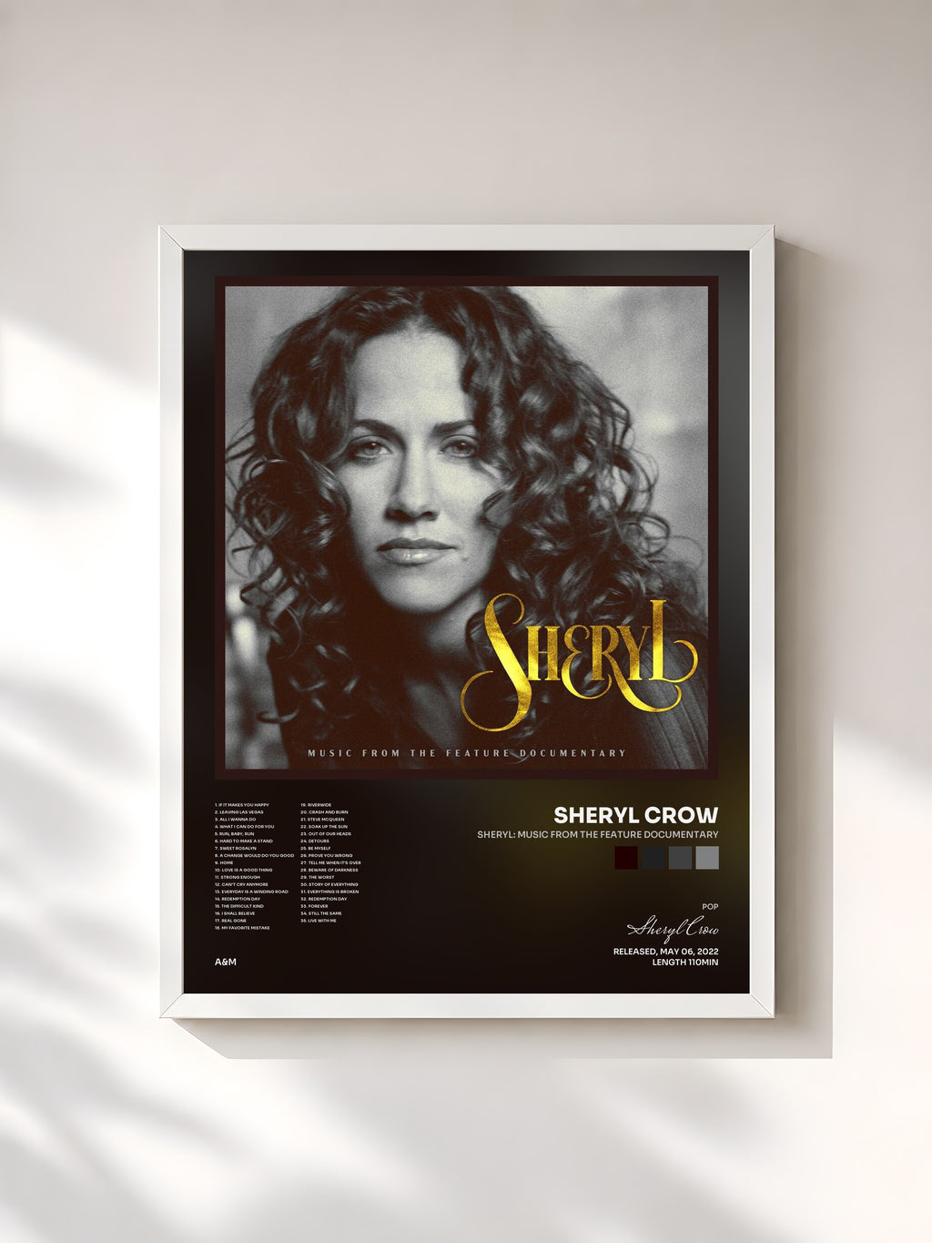 #blanc Sheryl: Music From The Feature Documentary by Sheryl Crow as a framed art print, white frame, printed and framed in France