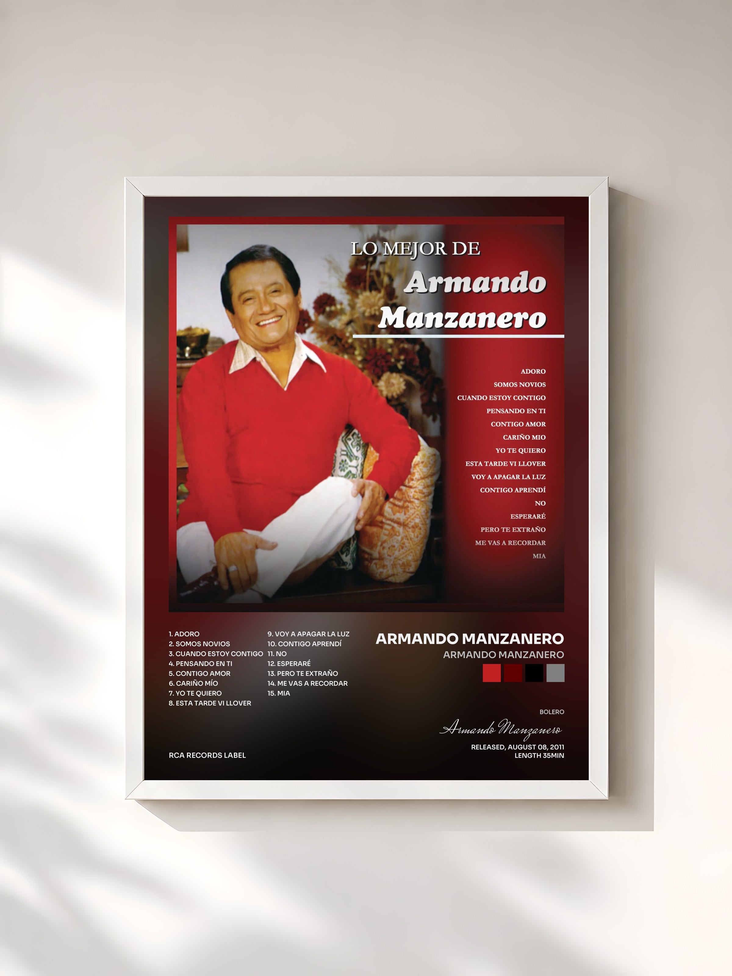 #blanc Tableau de l'album Armando Manzanero de Armando Manzanero, cadre blanc, imprimé et encadré en France