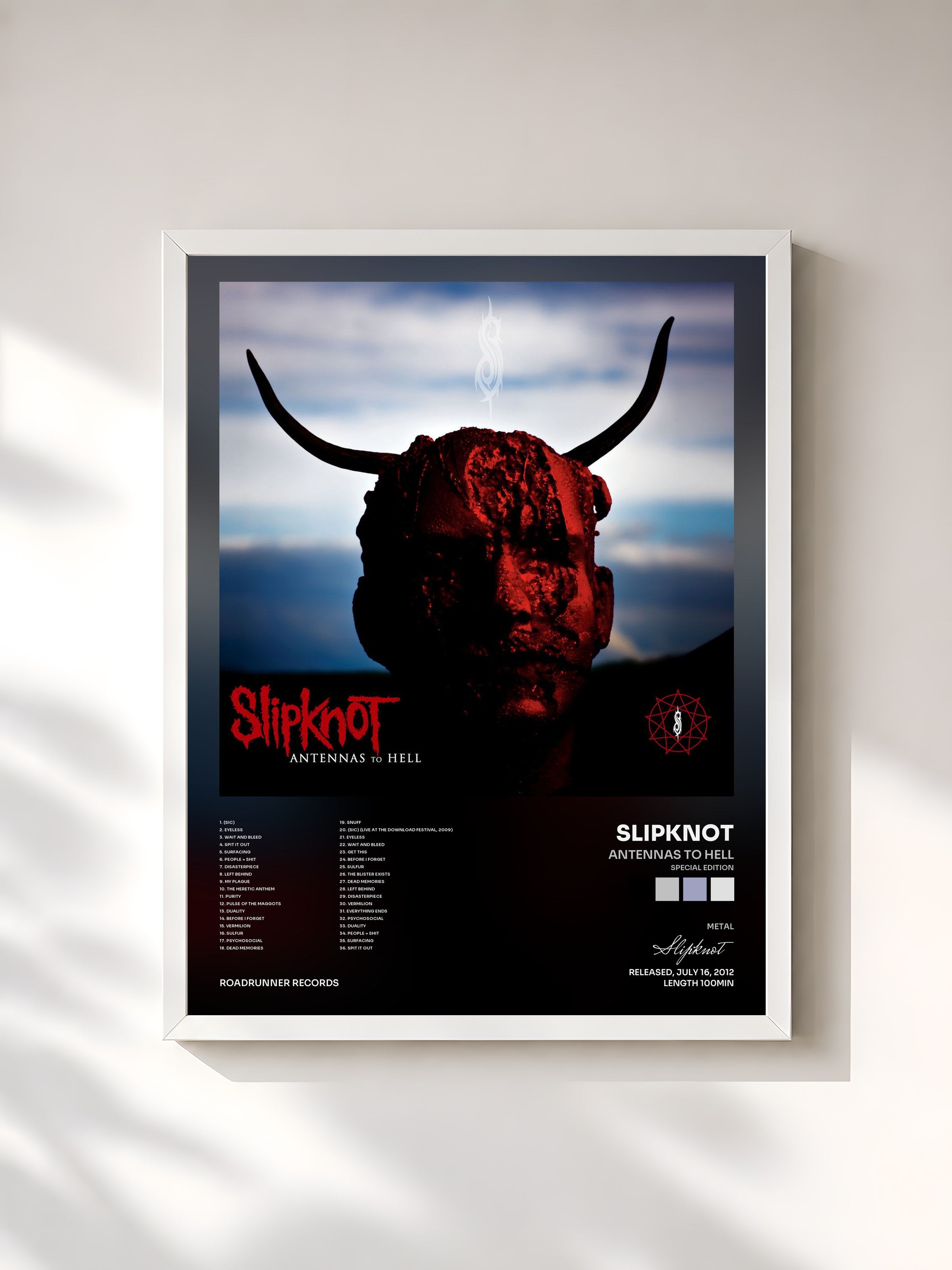 #blanc Antennas to Hell (Special Edition) by Slipknot as a framed art print, white frame, printed and framed in France