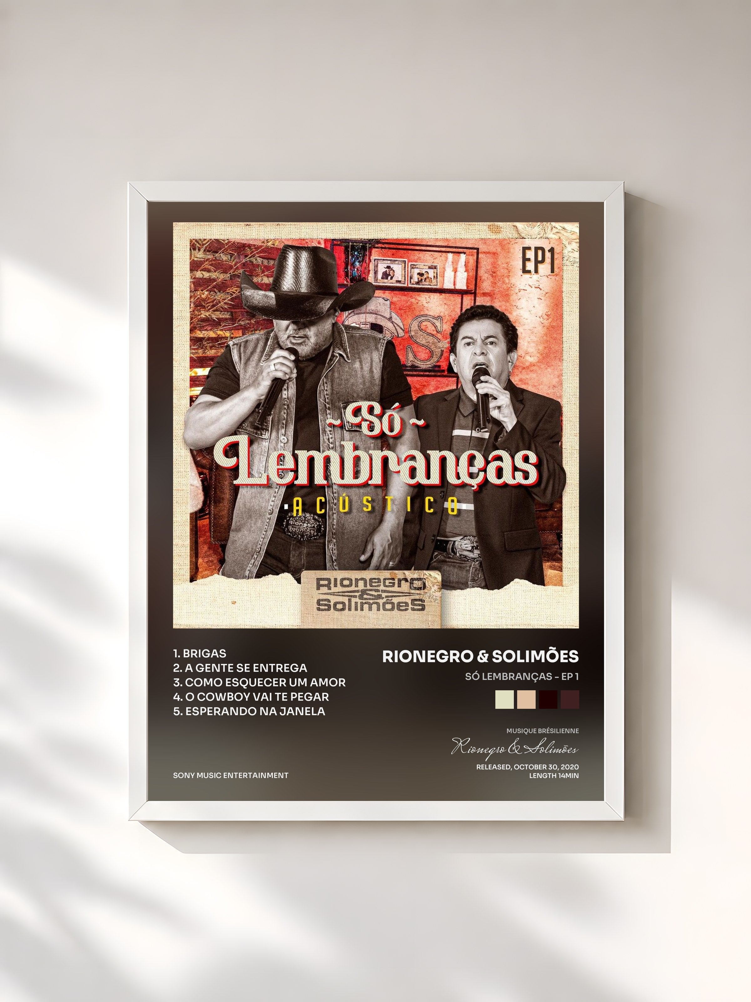 #blanc Tableau de l'album Só Lembranças - EP 1 de Rionegro & Solimões, cadre blanc, imprimé et encadré en France