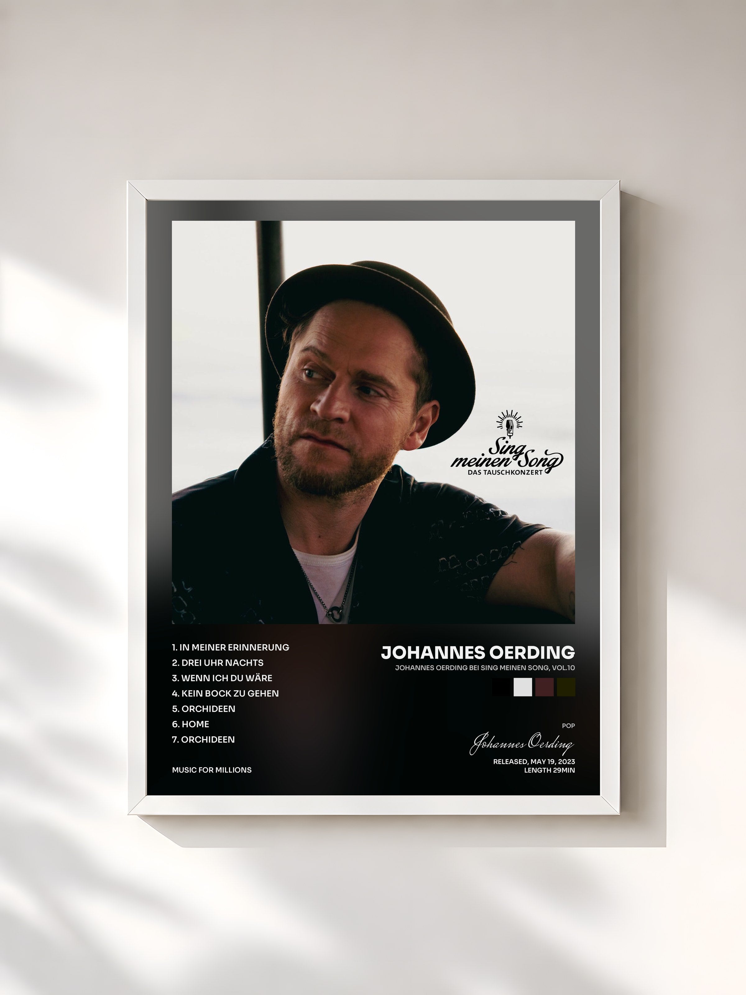 #blanc Tableau de l'album Johannes Oerding bei Sing meinen Song, Vol.10 de Johannes Oerding, cadre blanc, imprimé et encadré en France
