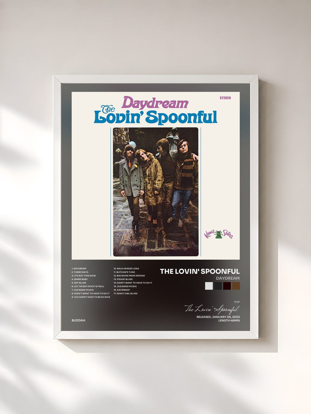 #blanc Daydream by The Lovin' Spoonful as a framed art print, white frame, printed and framed in France