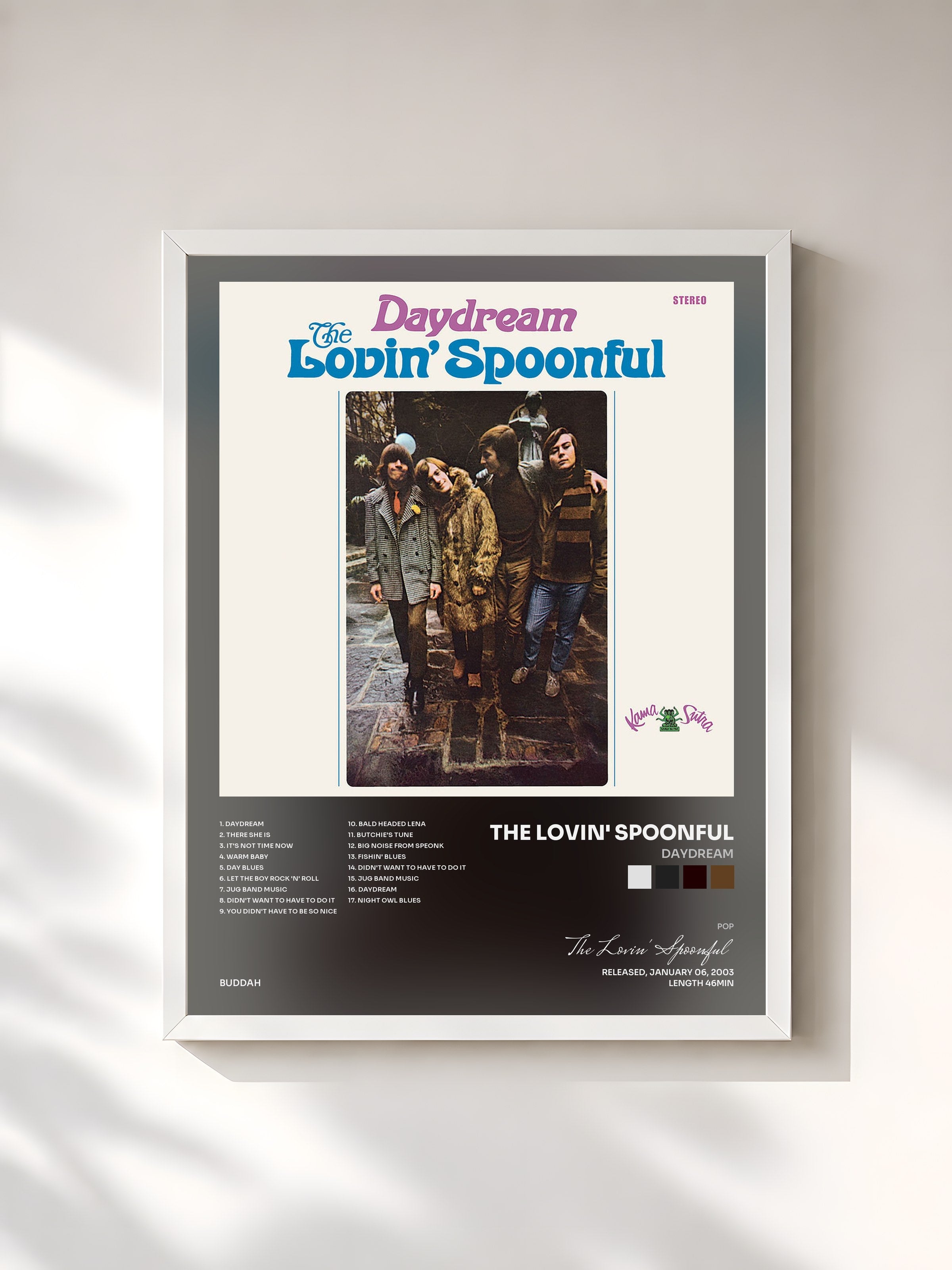 #blanc Tableau de l'album Daydream de The Lovin' Spoonful, cadre blanc, imprimé et encadré en France
